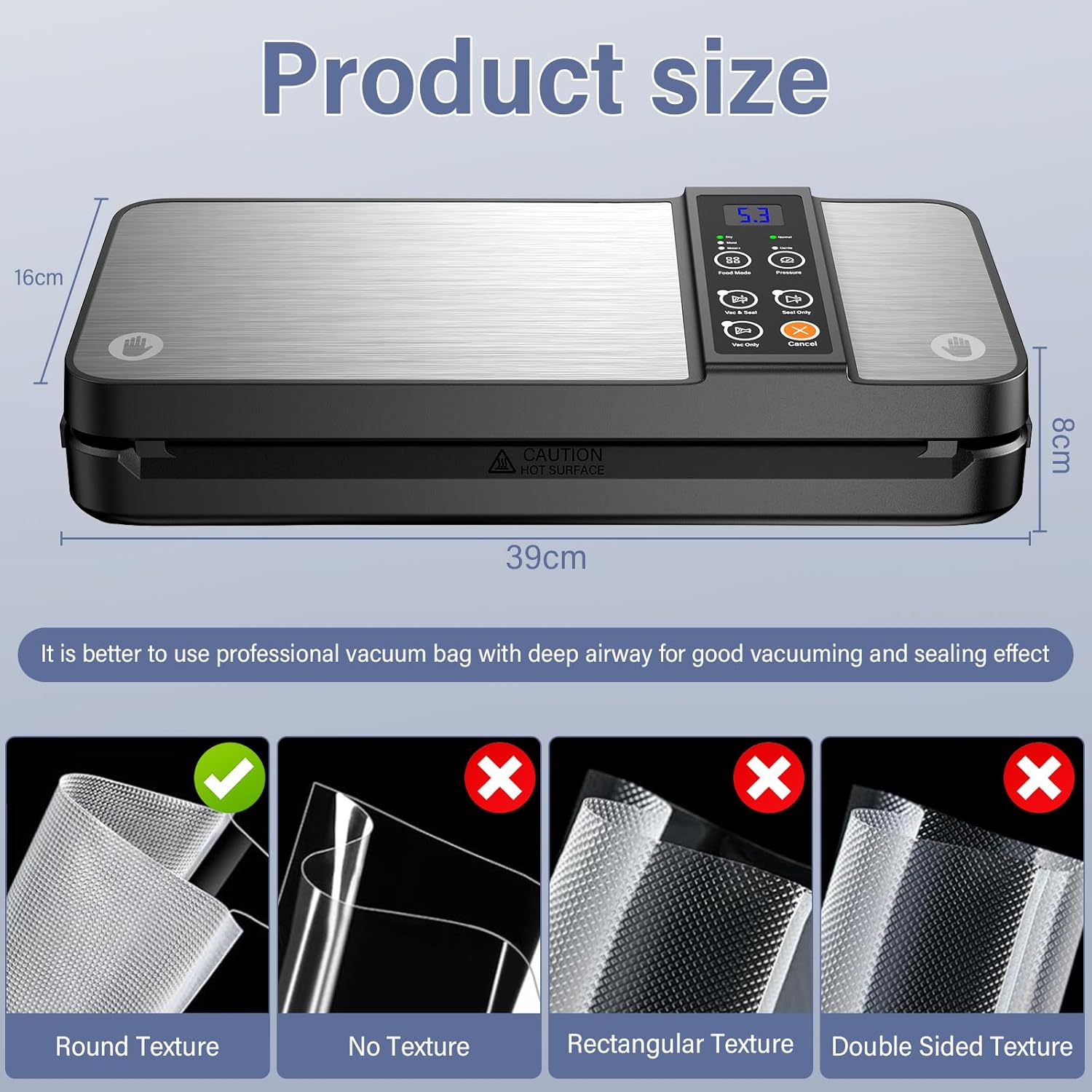 Machine Sous Vide Alimentaire - 8-en-1, 80KPA, coupeur intégré, sacs inclus