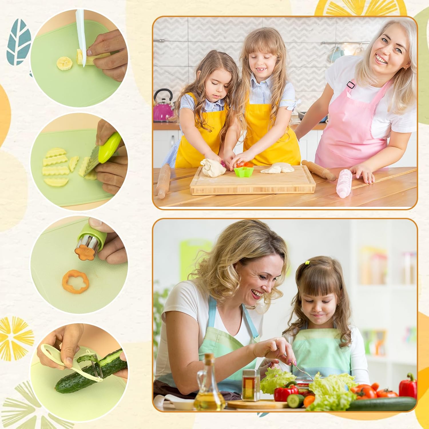 AIXMEET - Kit couteau sécurité enfant Montessori - dès 3 ans - cuisine fruits légumes
