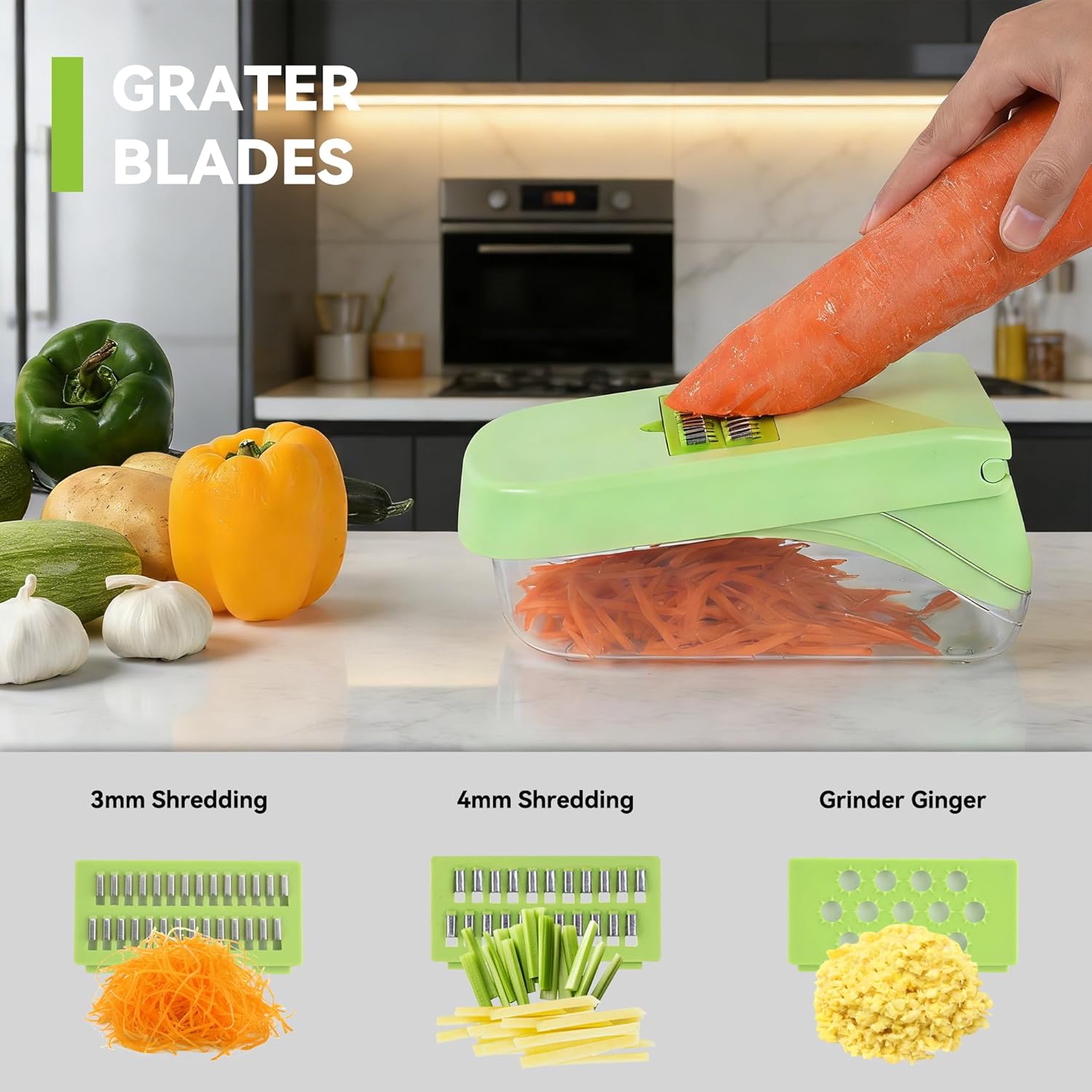 Coupe-légumes multifonction – 14 en 1 – manuel, coupe cubes, bâtonnets, tranches