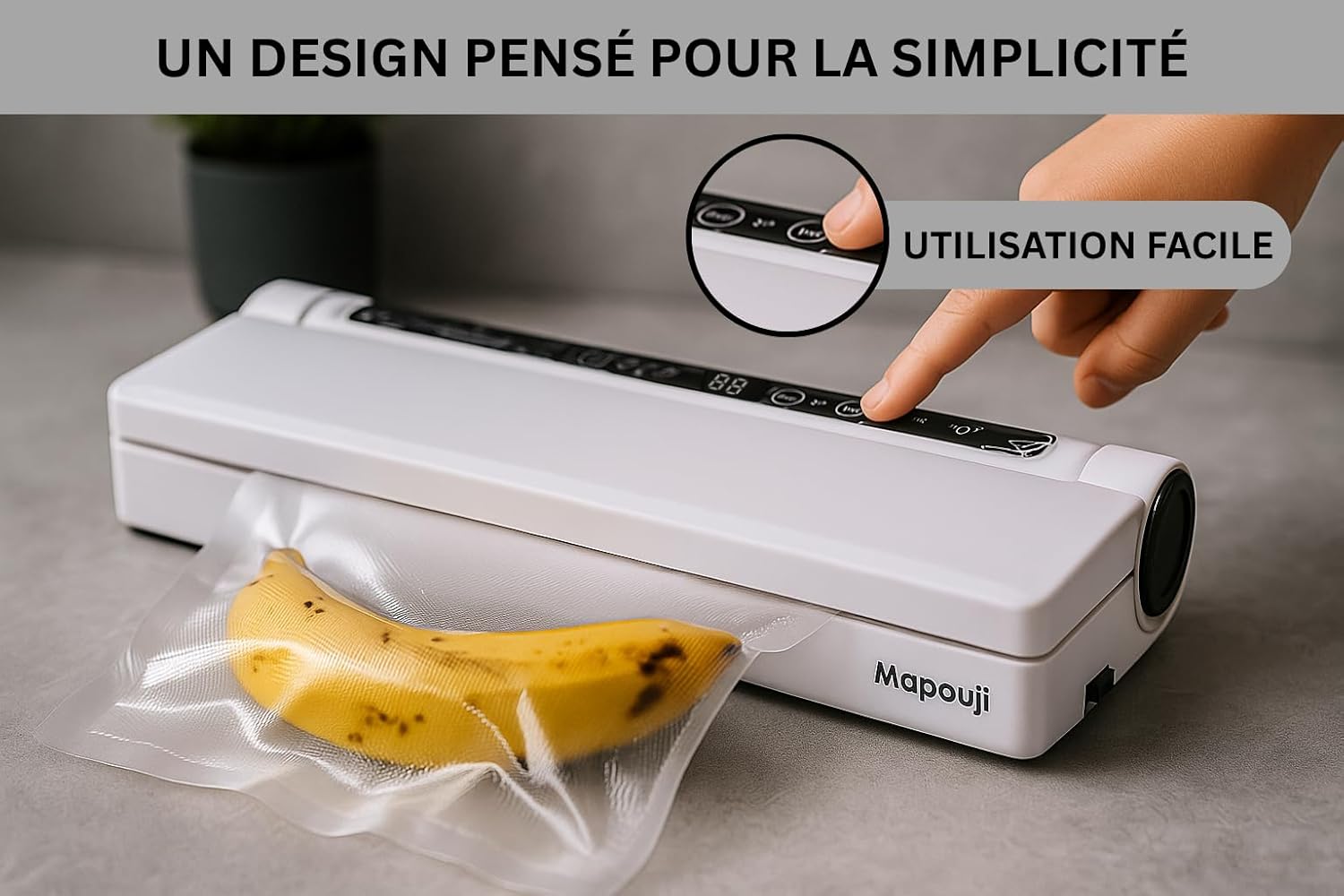 Machine sous vide alimentaire compacte - 20 sacs inclus - mise sous vide professionnelle, scellage rapide