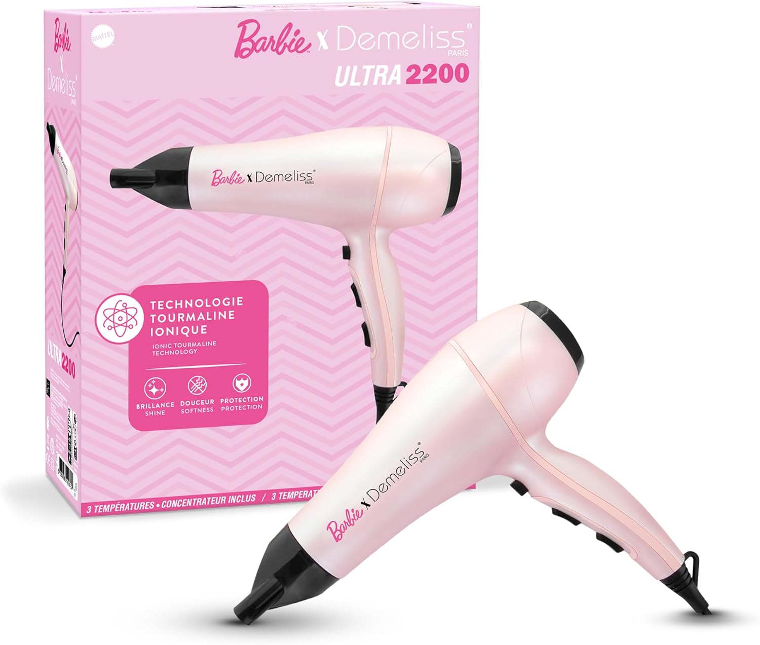 Demeliss - ULTRA 2200 - Sèche-cheveux compact - ionique, 2200W, 3 températures, anti-frisottis