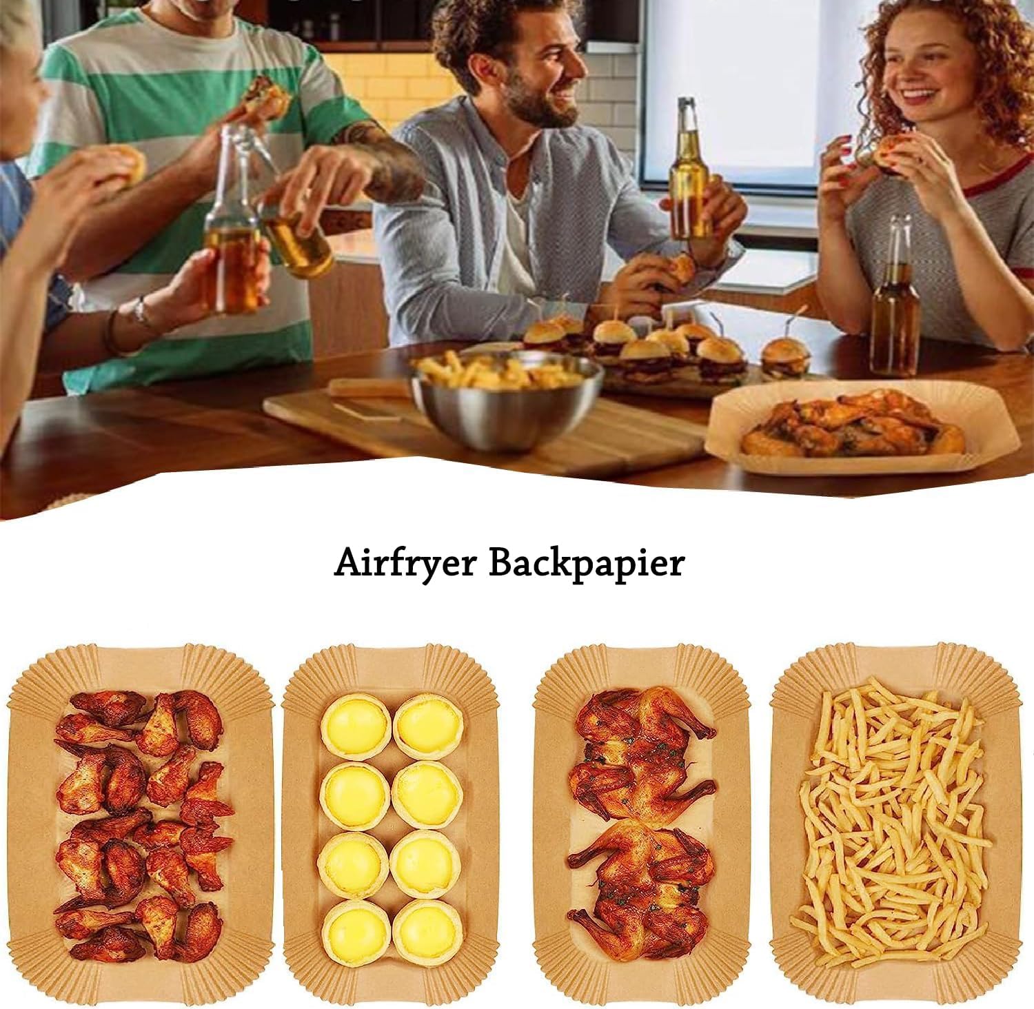 Papier cuisson air fryer - compatible Philips Série 3000 - 9L - 120pcs résistant NA350/00