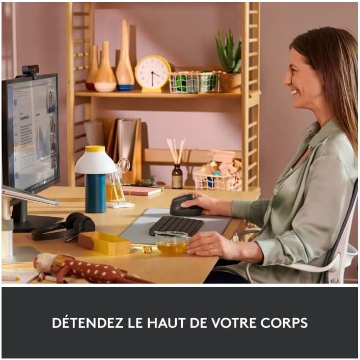 Logitech - Lift série - souris verticale compacte - sans fil, Bluetooth, silencieuse, 4 boutons, Windows/macOS/iPadOS