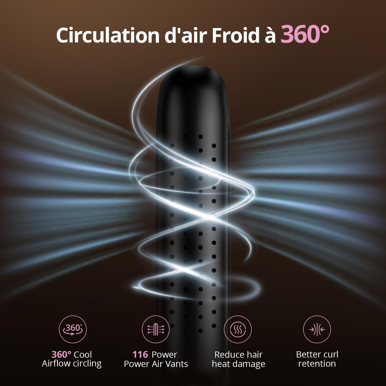 Lisseur boucleur 2-en-1 - 9 températures, ionique, cool air, 110-230°C, coiffure maison & voyage