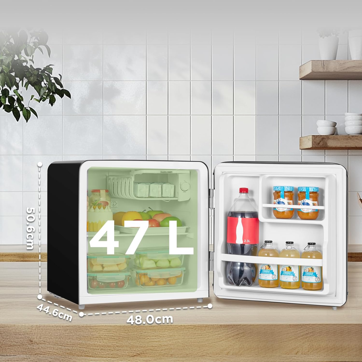 Comfee' - mini réfrigérateur rétro 47L, faible bruit, compartiment glacé - RCD50BL2EURT(E)