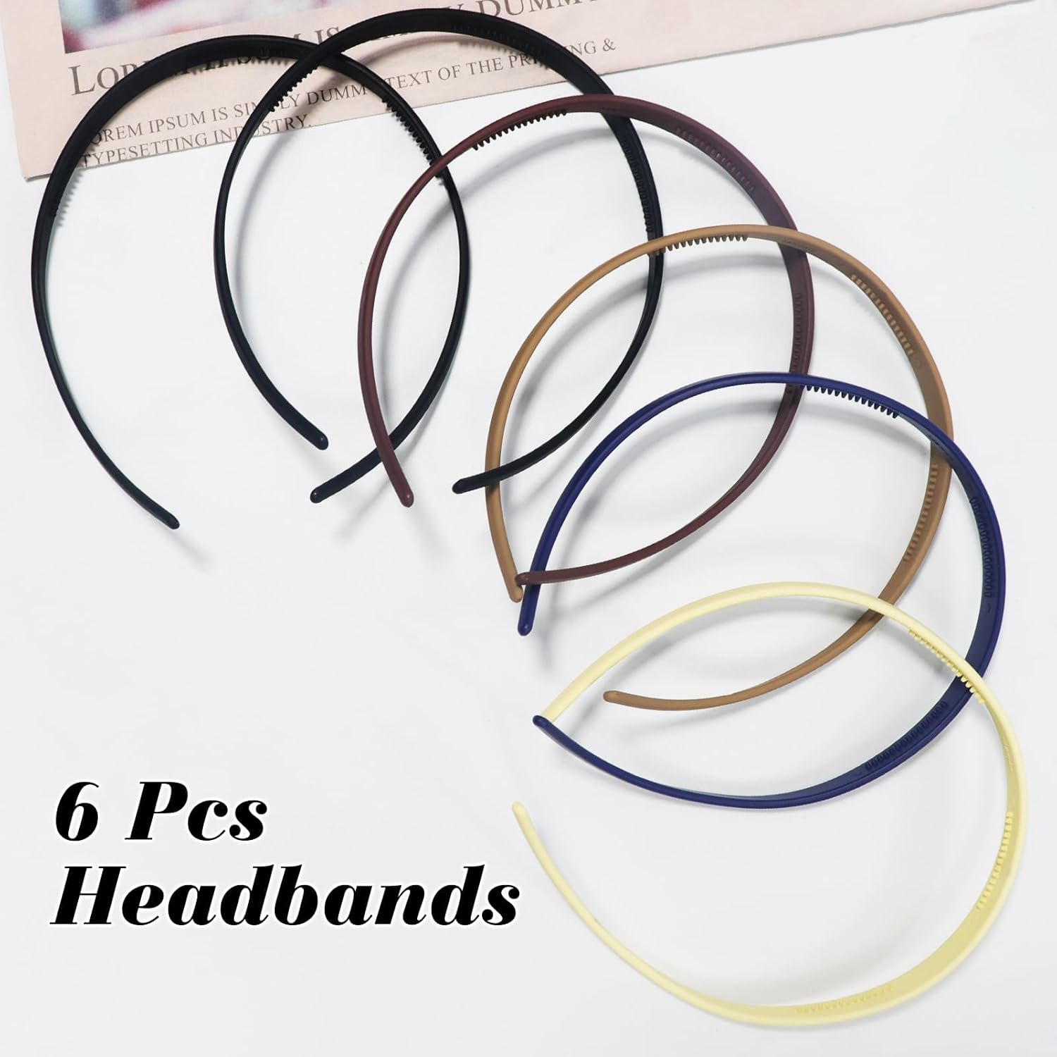 Serre-tête plastique femme - 6 pcs - bandeau dents, sans douleur