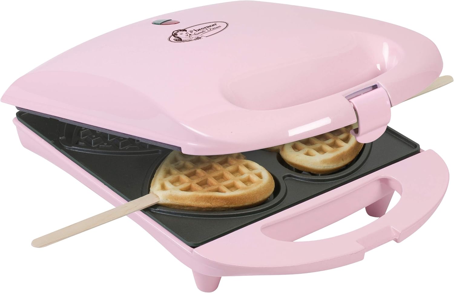 Bestron - Sweet Dreams - compact - gaufres cœur sur bâtonnet, rétro, 780W, rose