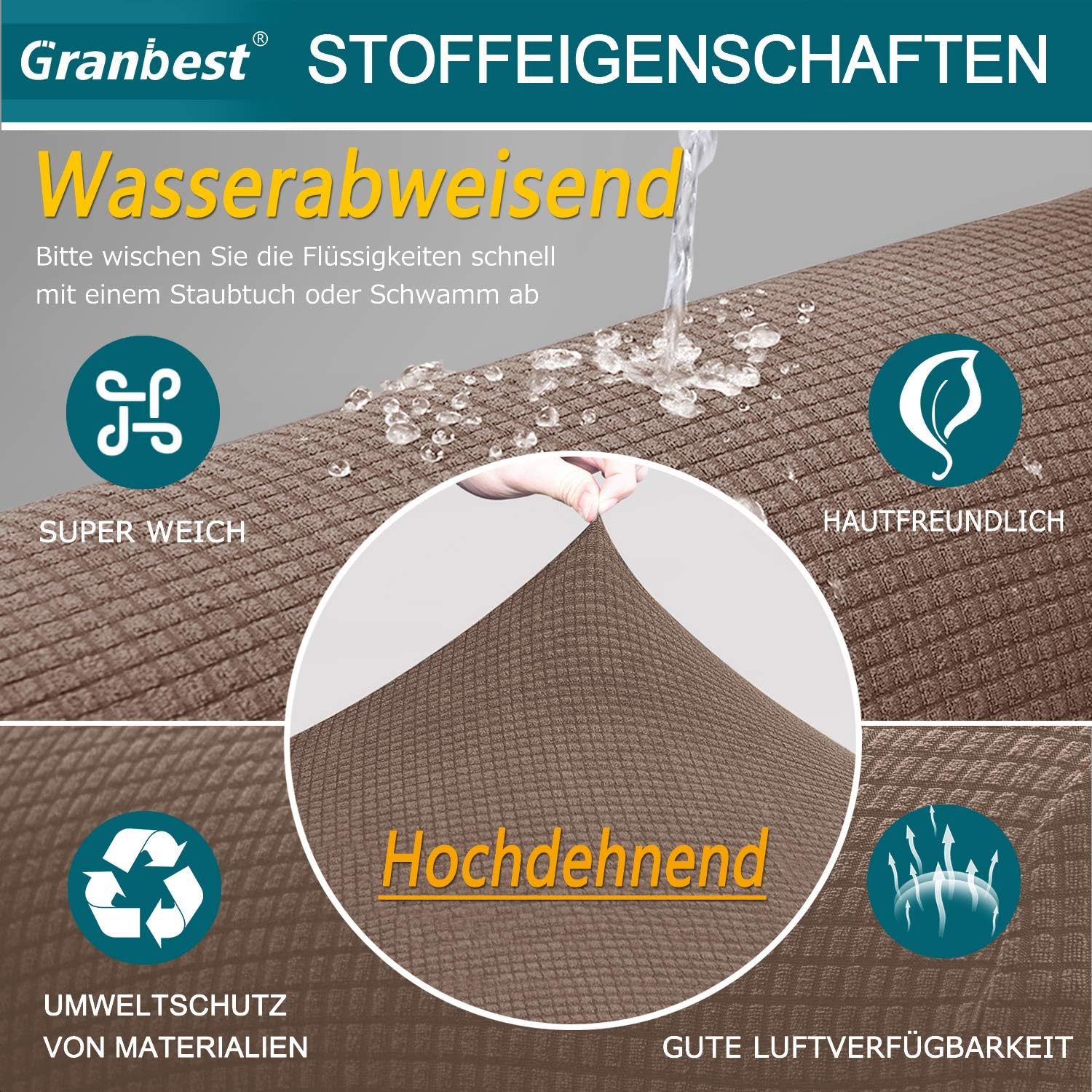 Granbest - housse canapé imperméable série universelle - 2 places - élastique et durable, protection complète