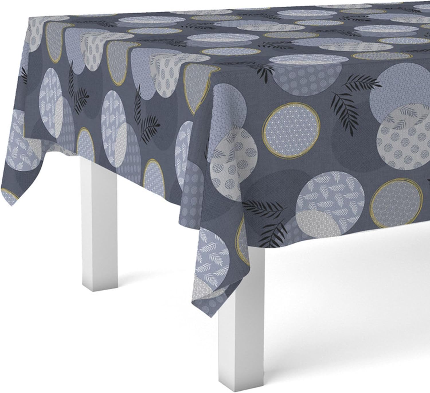 Nappe en toile cirée - rectangulaire 240x140 cm - anti-taches, imperméable, facile d'entretien - Lens Bleu