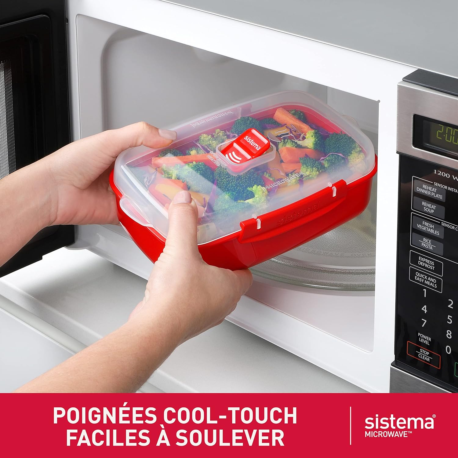 Sistema - Heat & Eat - Lot de 3 boîtes repas empilables étanches