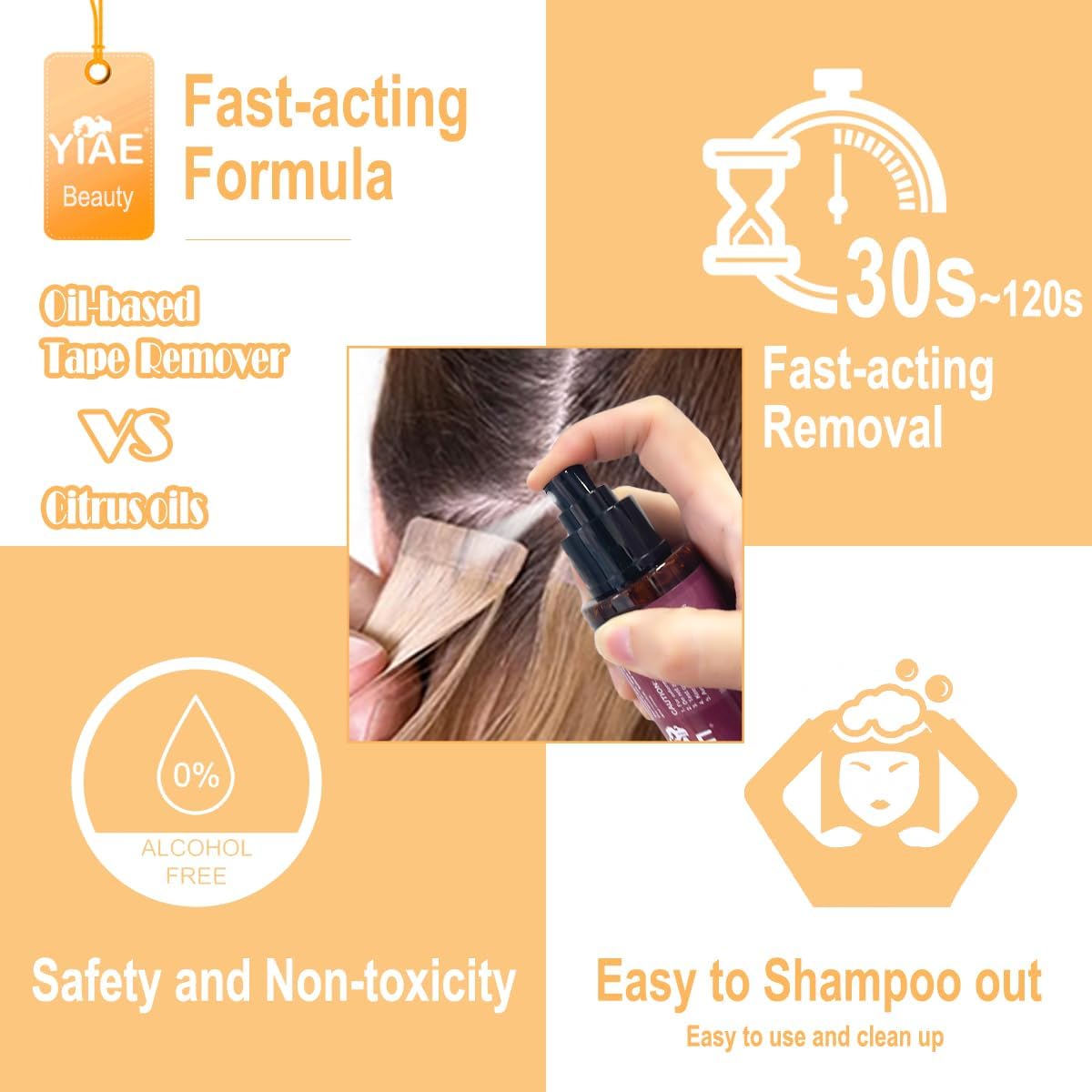 YIAE - dissolvant extensions cheveux 150ml - doux, rapide, efficace