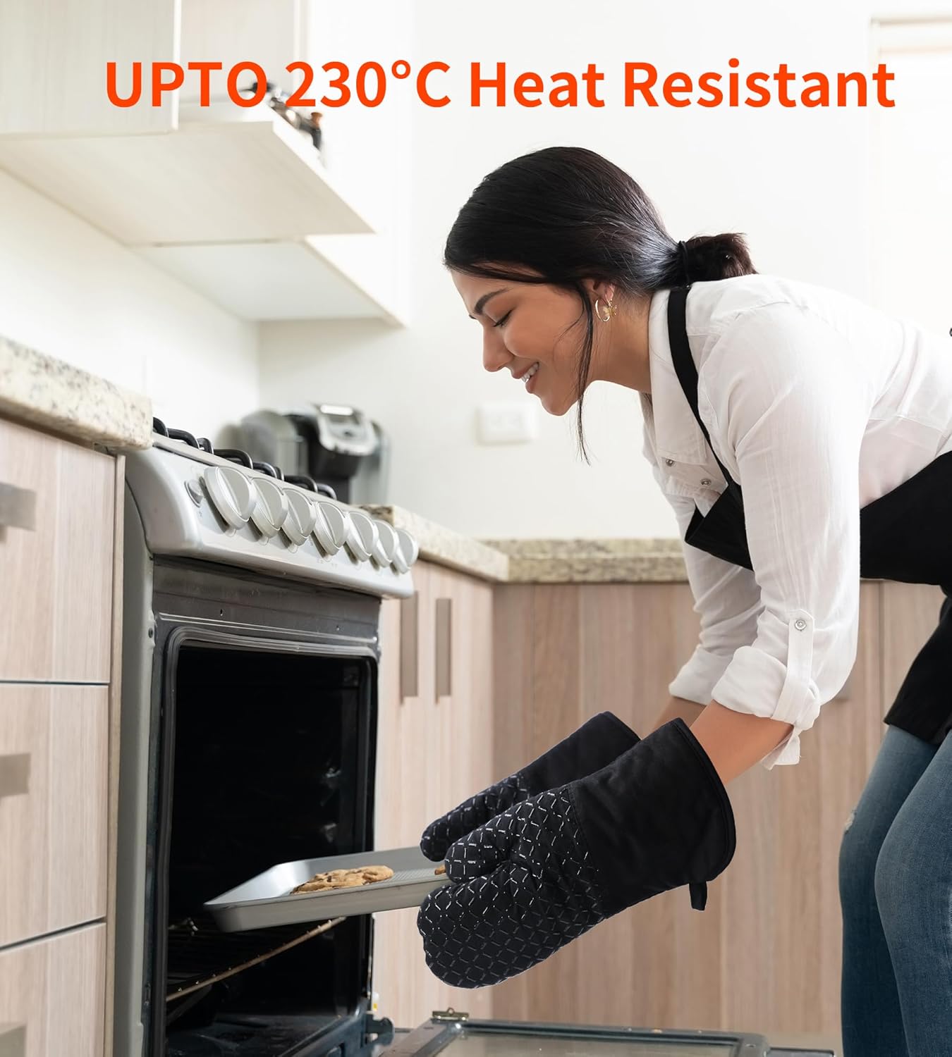 Ankway - gants de cuisine série lot 4 - 30 cm - coton, silicone, antidérapants, résistants chaleur