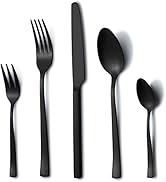 Hunnycook Set de couverts pour 6 personnes, 30 pièces en acier inoxydable, noir