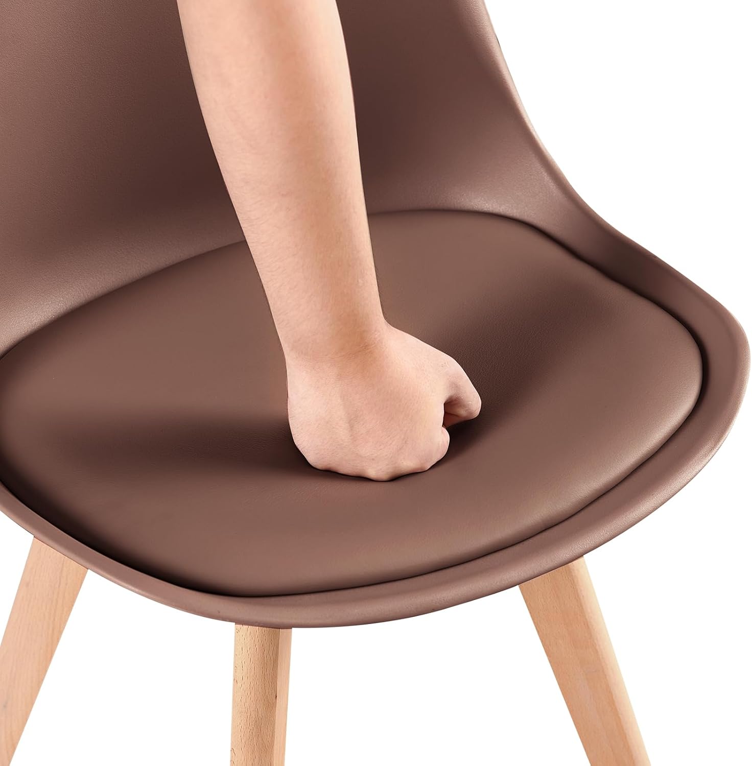 EGGREE - chaise salle à manger 8 pièces - pieds hêtre, assise rembourrée, style scandinave, brun chocolat