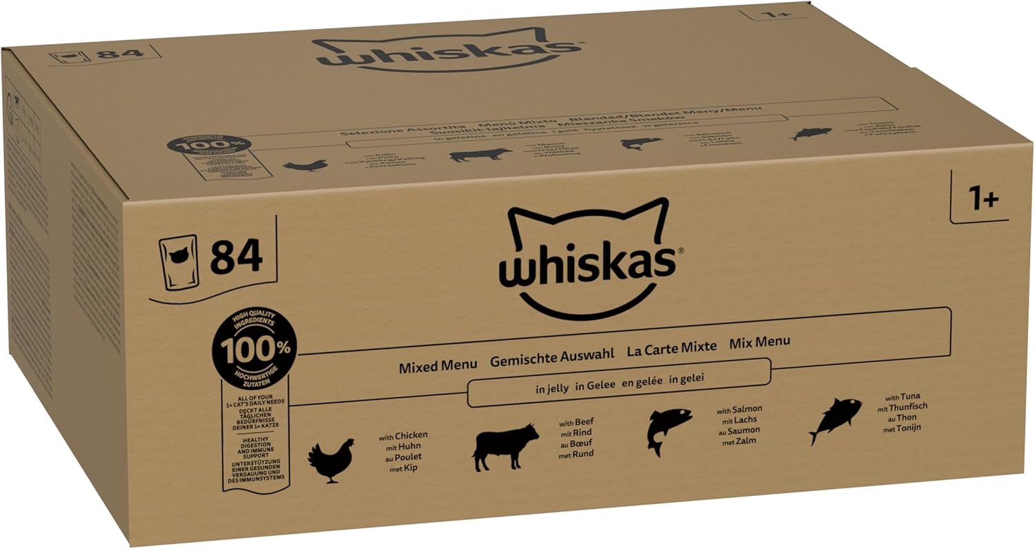 Whiskas - La Carte Mixte - 84x85g - Aliment humide en gelée pour chats adultes