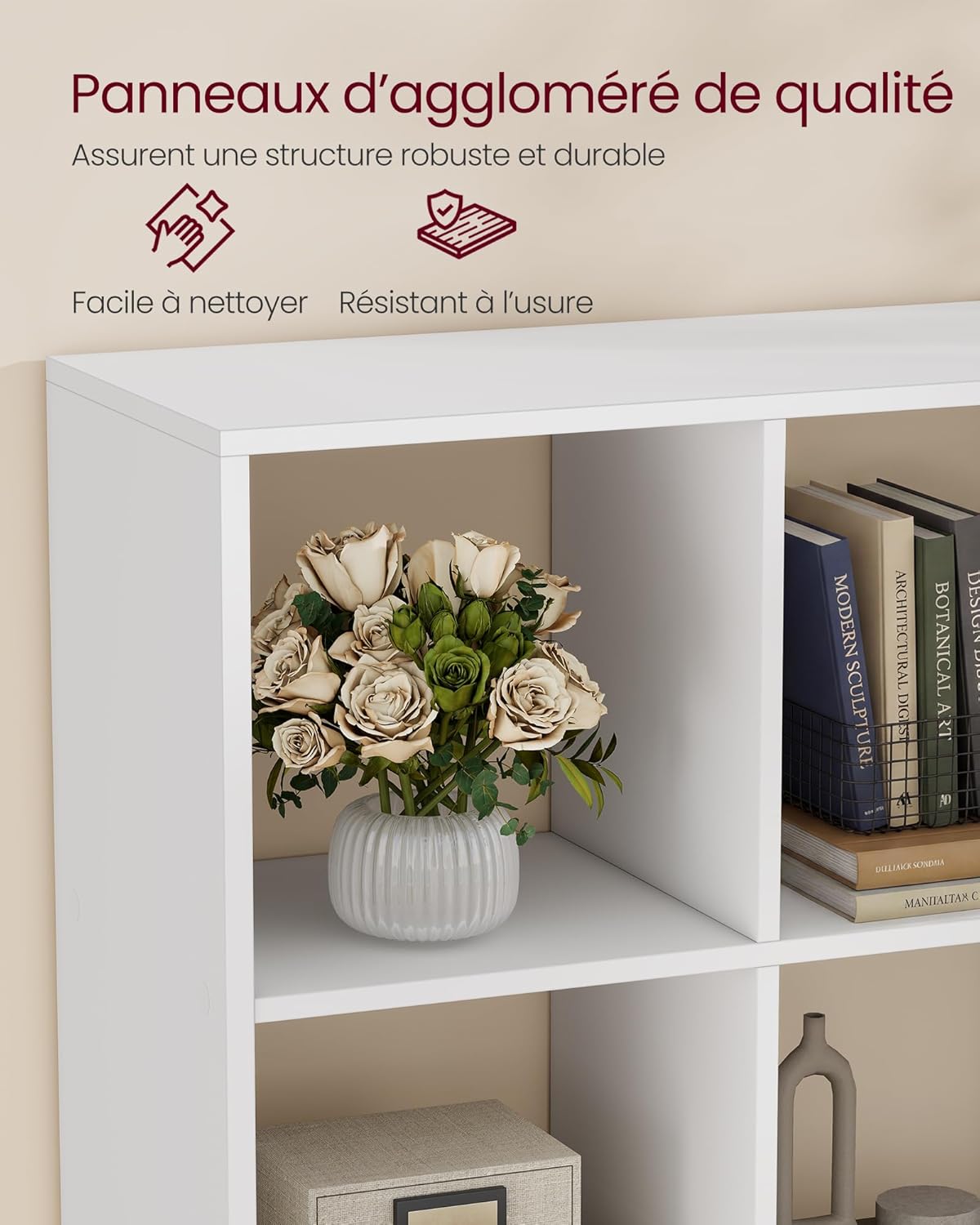 VASAGLE - Custos Collection, étagère 4 niveaux 30x98x130 cm, blanc, LBC408WB01