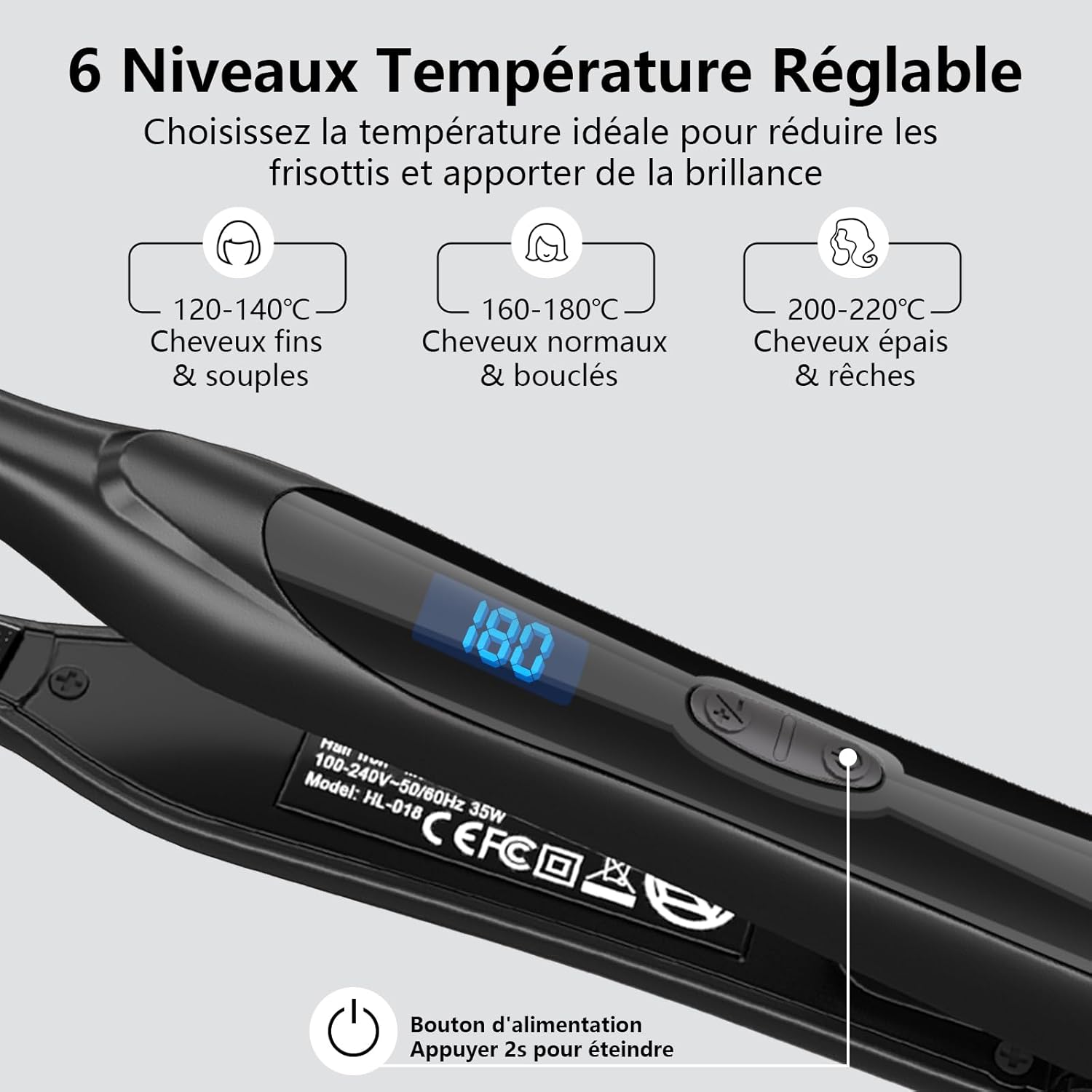 DSHOW - Mini lisseur cheveux courts - compact - double voltage, chauffe rapide, arrêt auto