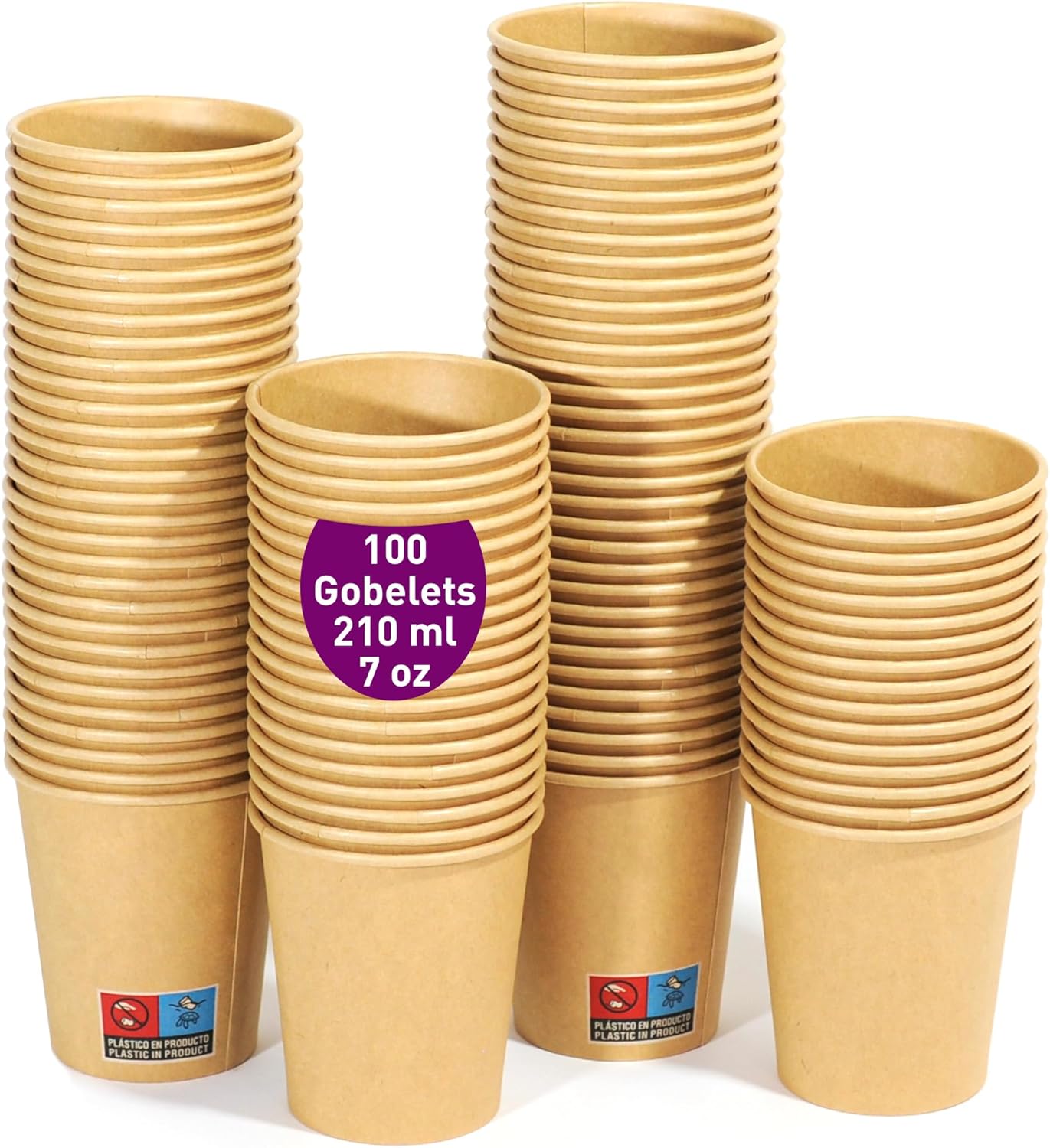 Gobelets jetables carton kraft – 210 ml / 7 oz – résistants, étanches