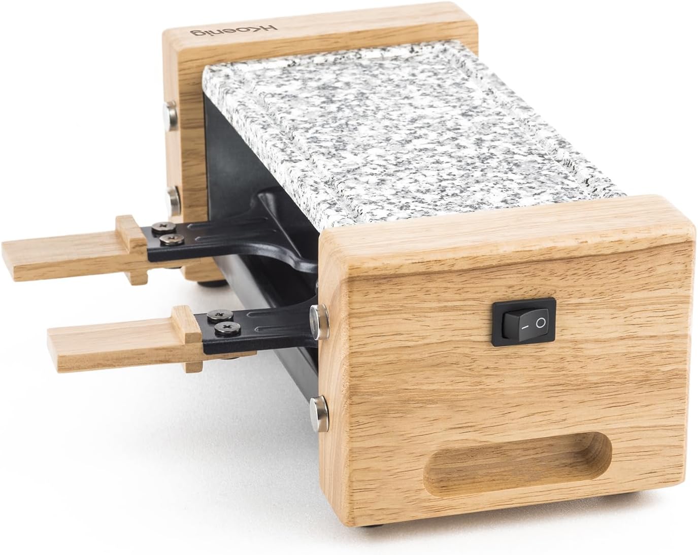 H.Koenig - Raclette Duo WOD2 - compact 2 pers - bois naturel, pierre amovible