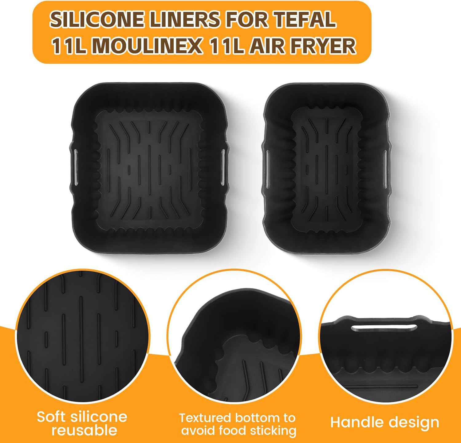 Moule silicone friteuse - grande capacité 11L, 2 compartiments, réutilisable, pour Tefal/Moulinex EZ942BF0/EY942BE0