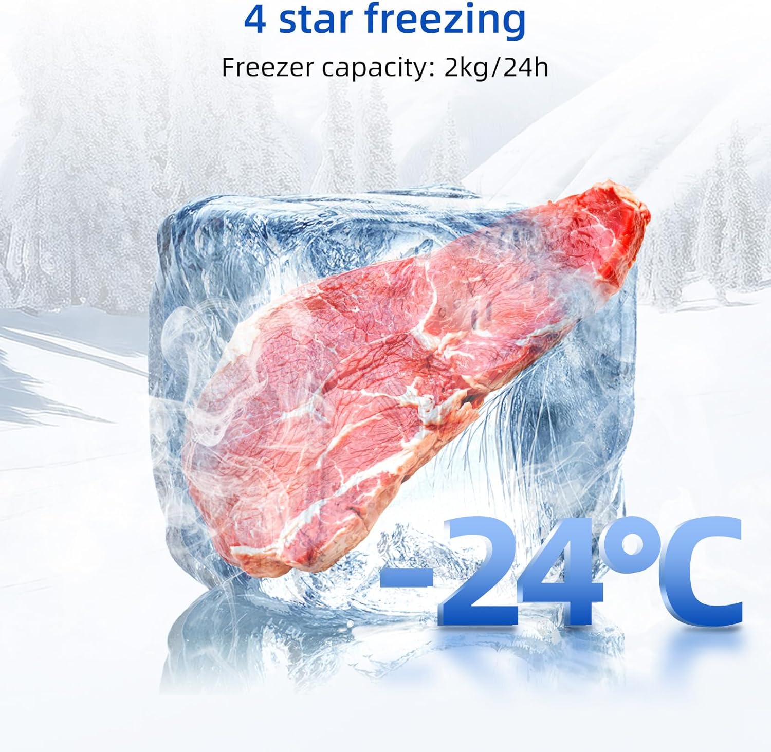 CHIQ - Réfrigérateur congélateur haut, 86L, portes réversibles, congélateur 4*, 12 ans garantie compresseur, classe E