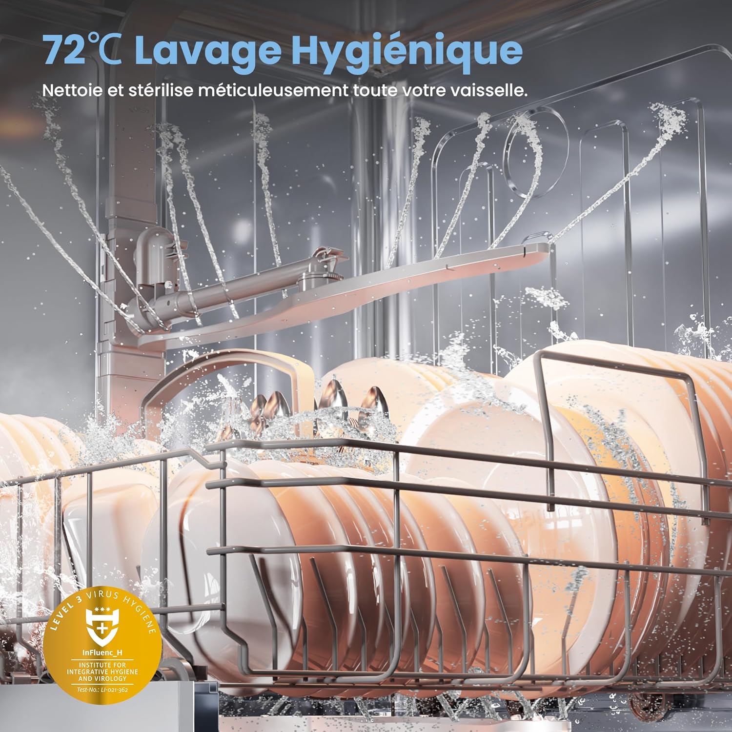 COMFEE' - lave-vaisselle série Pose Libre - 60 cm - 12 couverts, départ différé, demi-charge, paniers flexibles, inox, 4