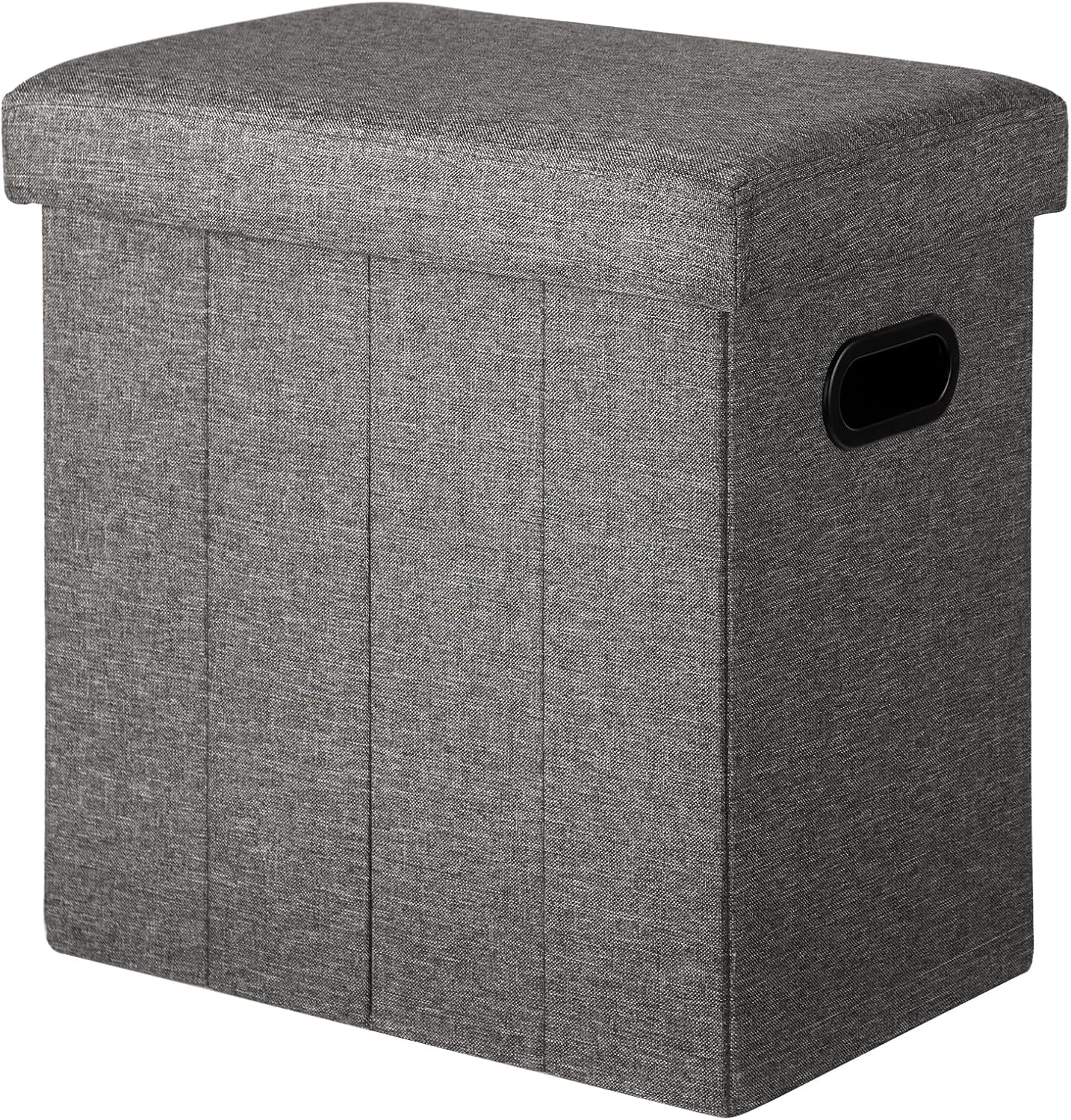 COSYLAND - Ottoman pliable lin - 42x27x42cm - rangement 150kg, gris foncé