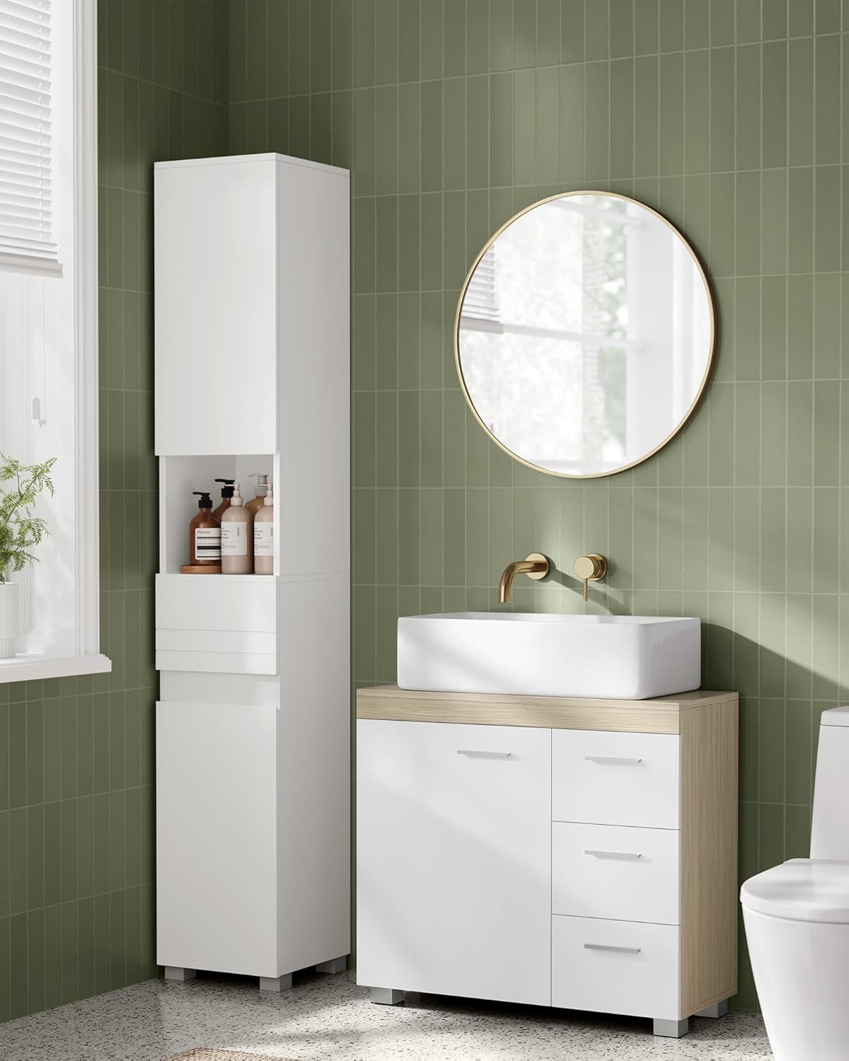 VASAGLE - meuble sous lavabo, 30x70x64 cm, 3 tiroirs, 2 cases, BBK504K01