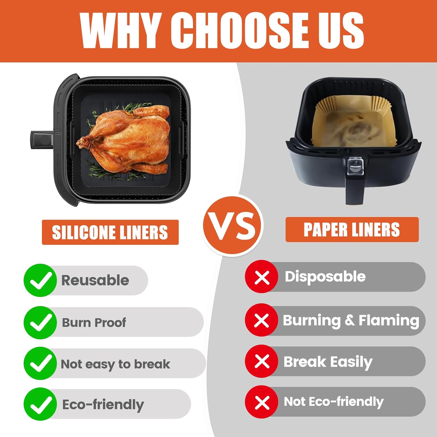 Moule silicone air fryer - compatible Ninja Double Stack 7,6L - réutilisable, extra haute - SL300EU