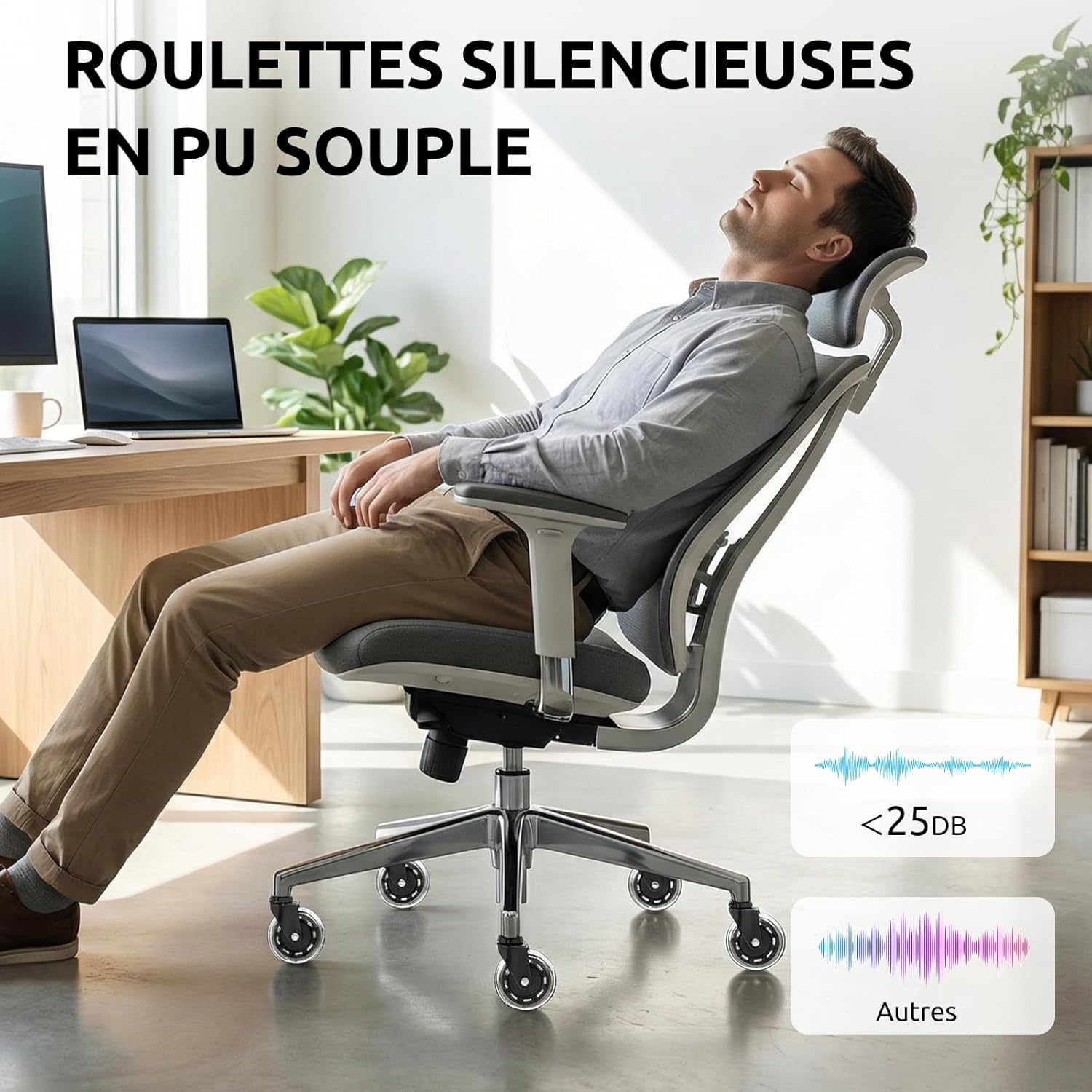 COSYLAND - Set de 5 roulettes - 10x22 mm - silencieuses, sols durs