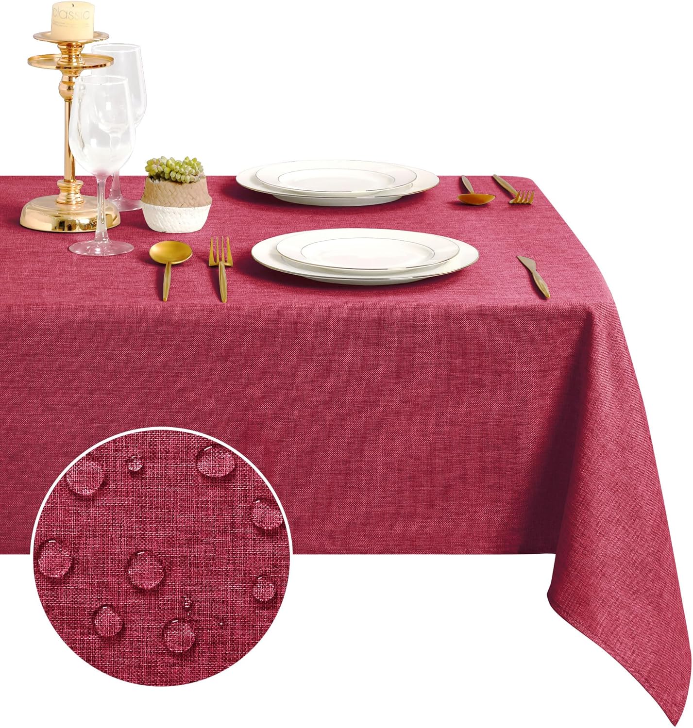 DWCN - nappe aspect lin - 135x135cm - lavable, imperméable, anti-tache