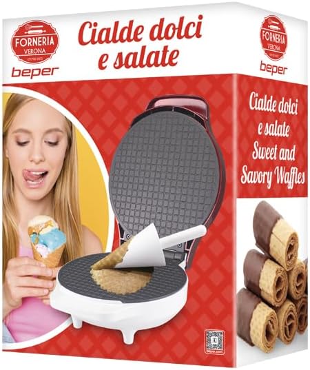 BEPER - gaufrier série P101CUD002 - 18 cm - 1000W, poignée isolante, accessoires inclus P101CUD002