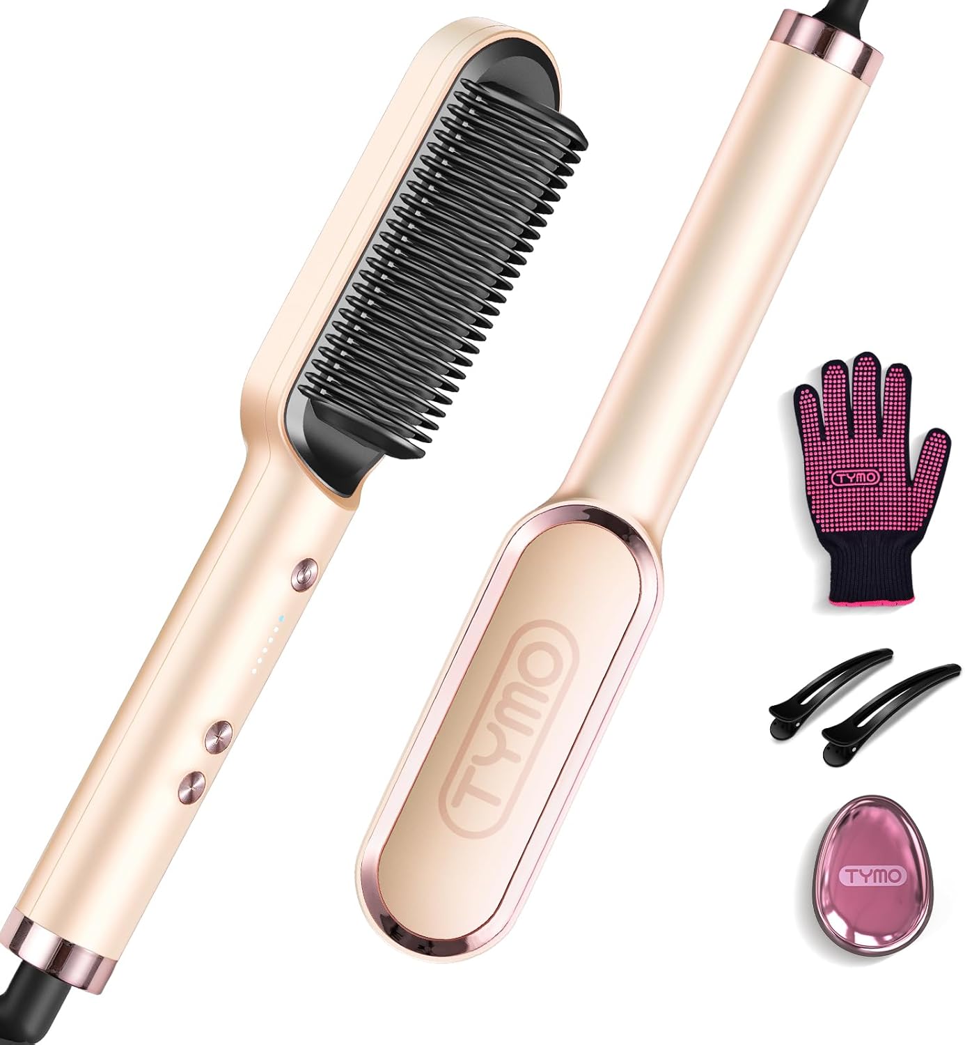 TYMO - Brosse Lissante RING - 5 températures, céramique, anti-brûlure, rose