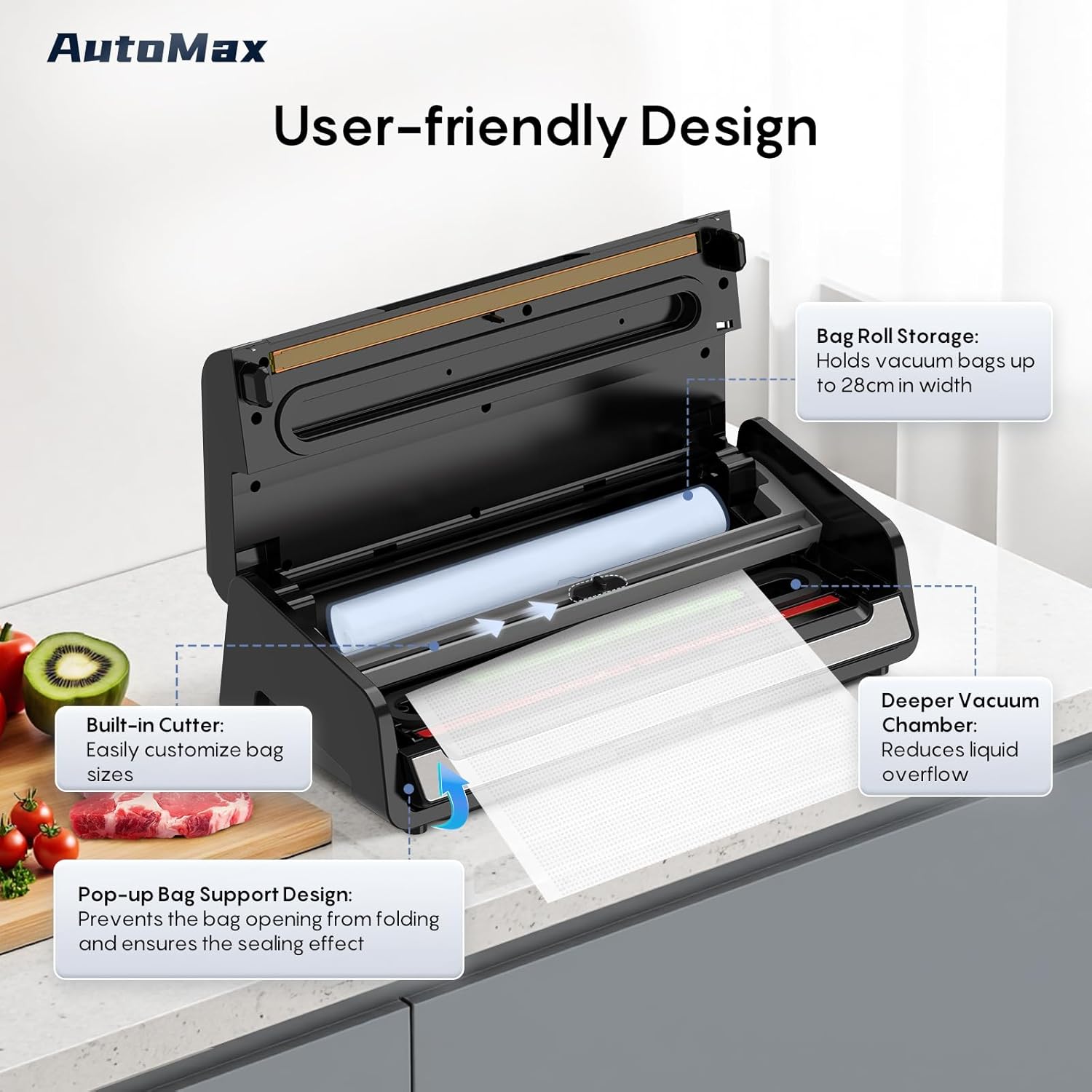 FRESKO - Automax V6 - machine sous vide - coupe-sac intégré, modes humide/sec