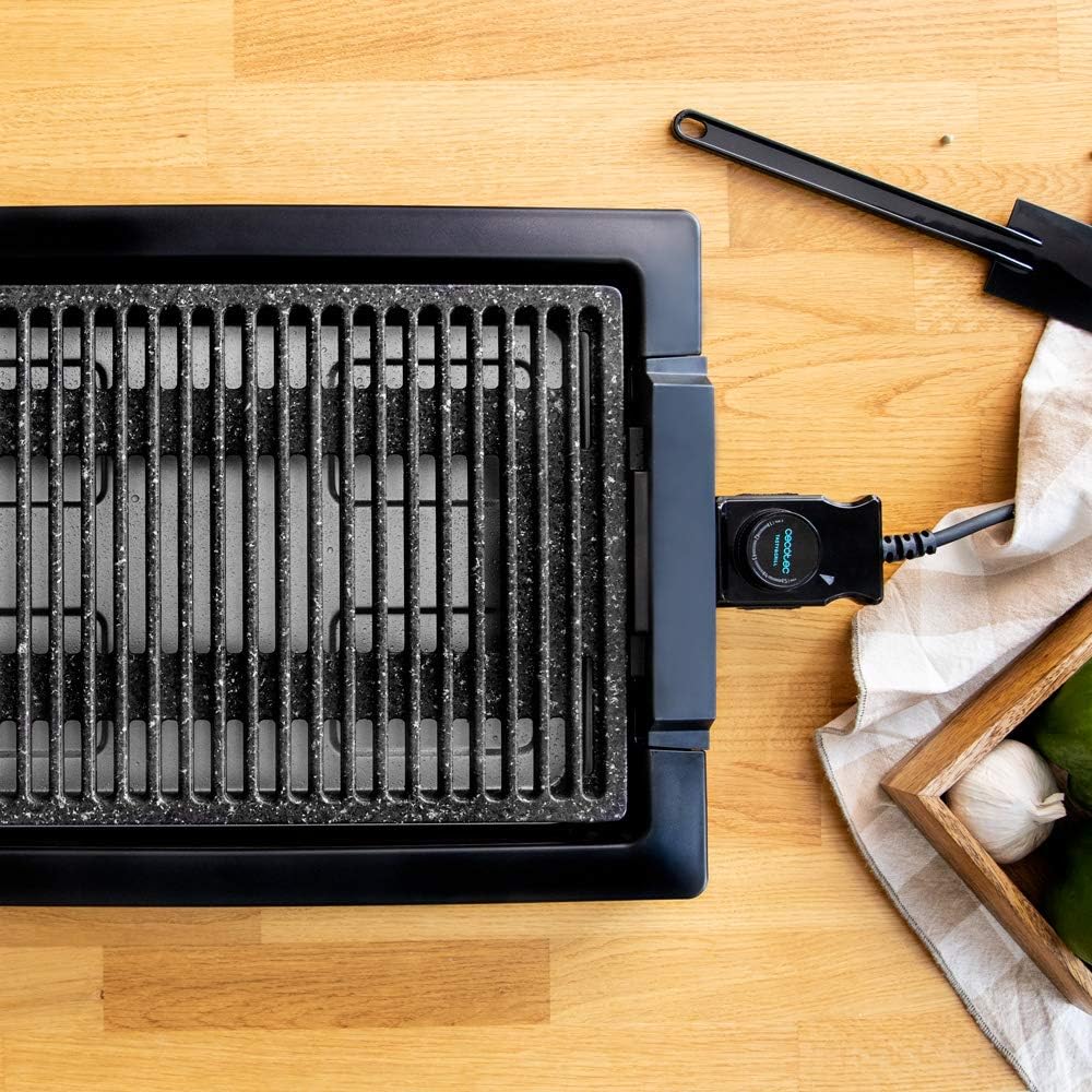 Cecotec - Tasty&Grill 2000 Inox - thermost. réglable, 2000W, surface RockStone