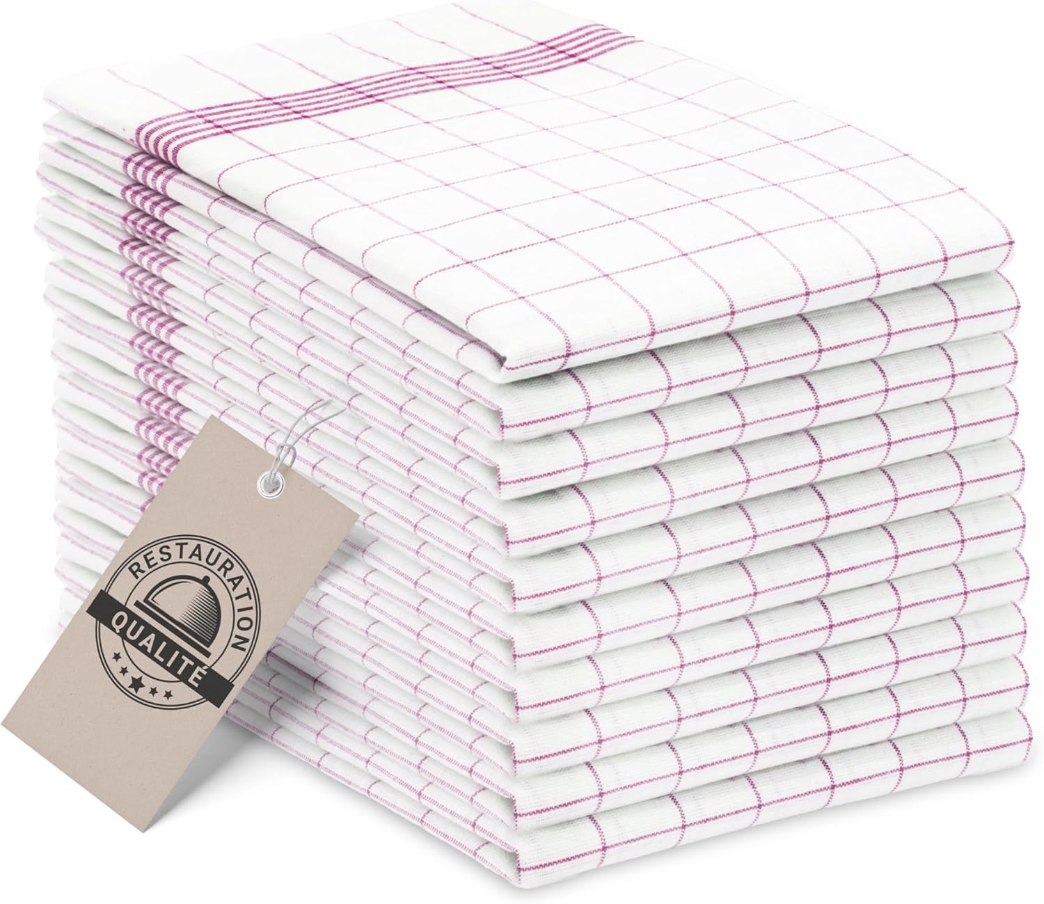 ZOLLNER - set torchons cuisine, coton, 50x70 cm, carreaux rouges