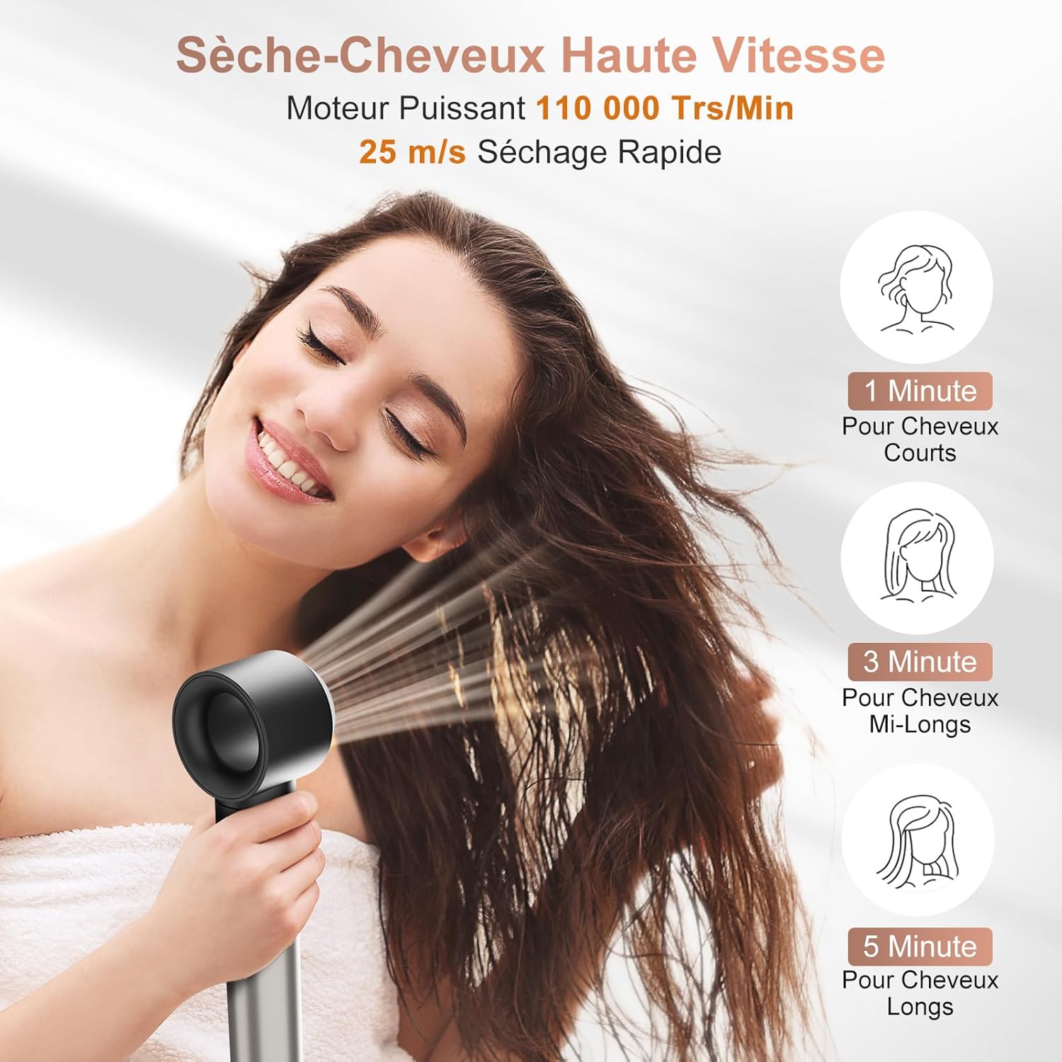 Air styler 6 en 1 - 110000 tr/min - séchage rapide, ionique, sans dommage