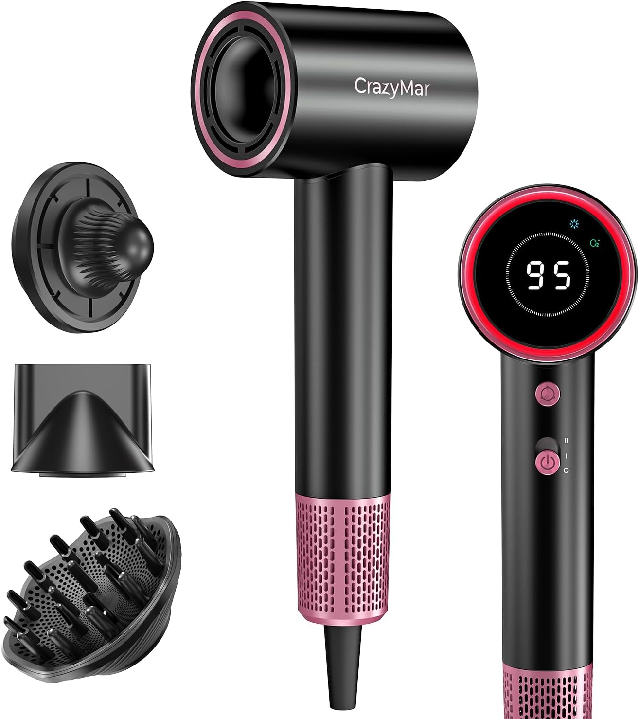 Sèche-cheveux ionique - pro compact, 4 temp., séchage rapide, protection surchauffe