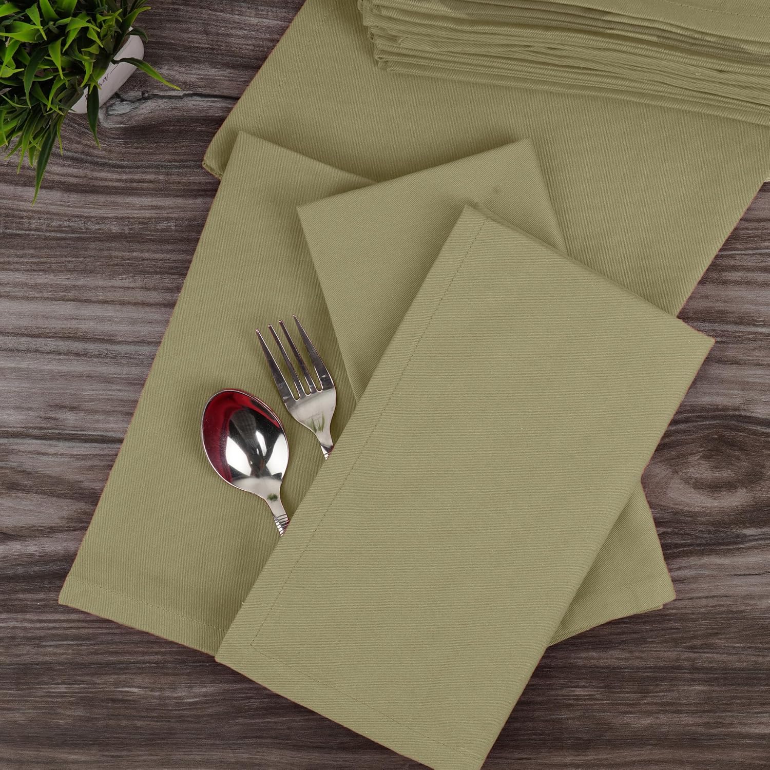 Sweet Needle - serviettes de table lot de 12 - 45x45cm coton épais coins arrondis