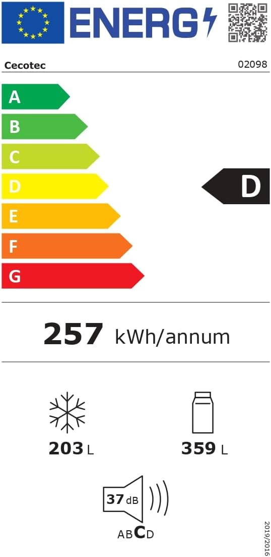 Cecotec - Bolero CoolMarket SBS 562 - 562L - No Frost, Inox, Classe D, modes Eco/Vacances, SBS 562