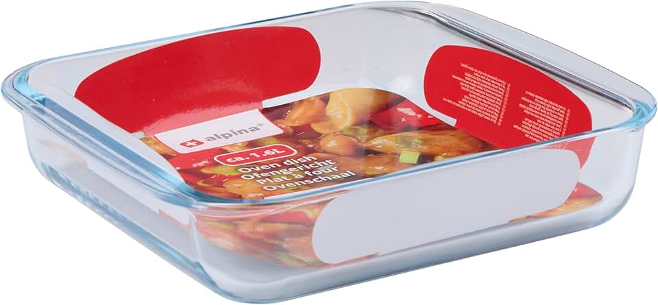 Alpina - plat à four carré en verre 1,6L - 24,5x22x5 cm - four, micro-ondes, lave-vaisselle