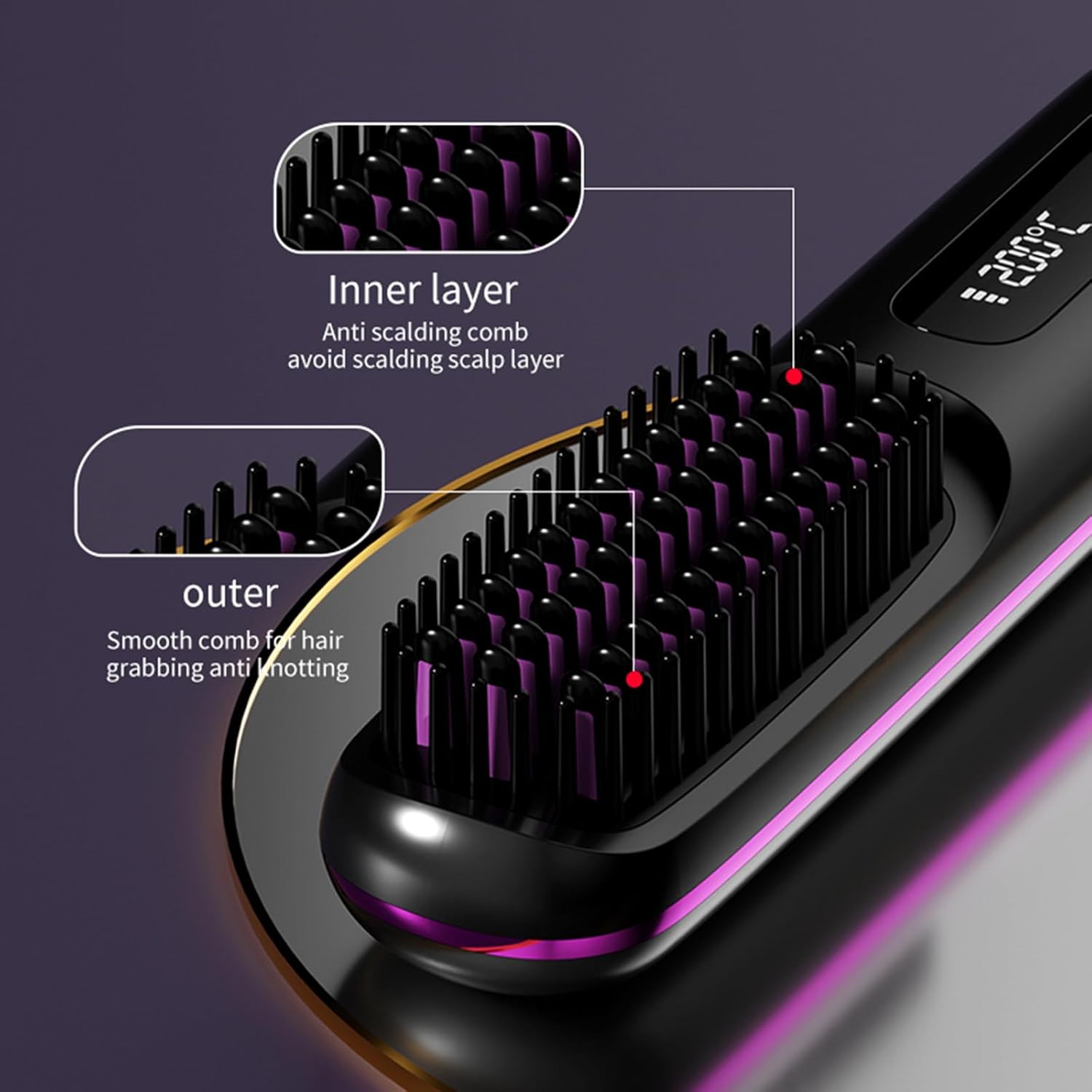 Go Brush Pro - Brosse chauffante rechargeable, design durable, portable