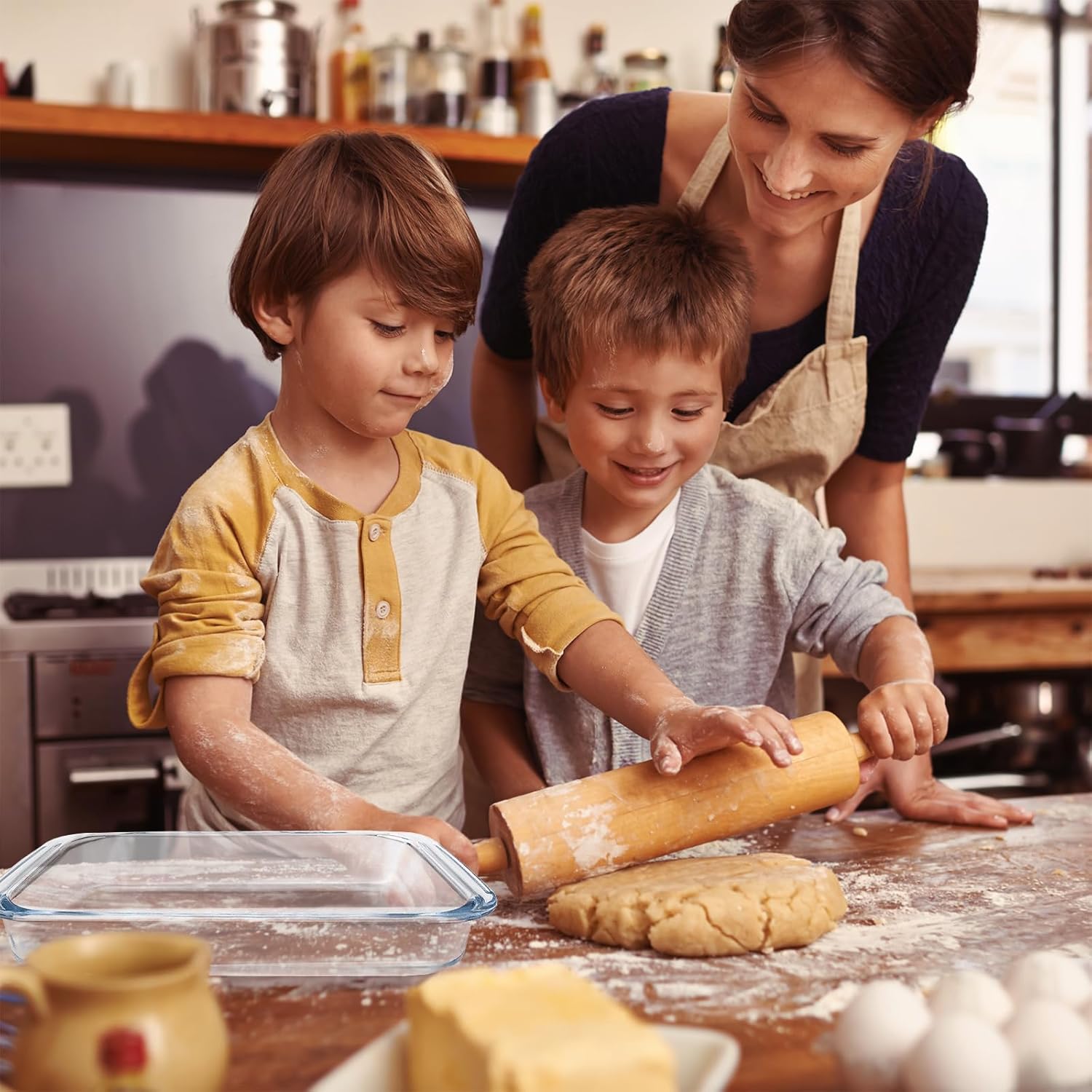 Plat à four en verre borosilicate, 1L, 26x15x4.5cm, poignées larges, micro-ondes