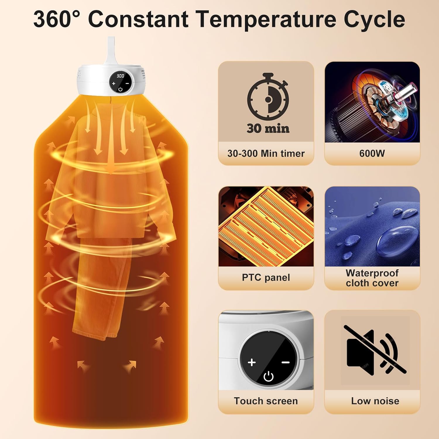 Uten - Mini sèche-linge portable 600W - minuterie, pompe à chaleur