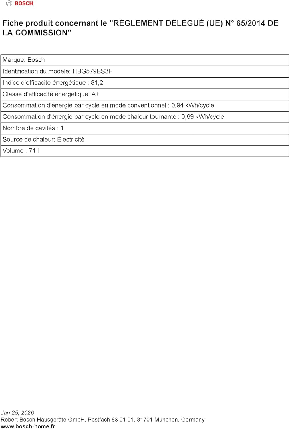 Bosch - Four encastrable Série 6 inox, multifonction, 60 cm - HBG579BS3F