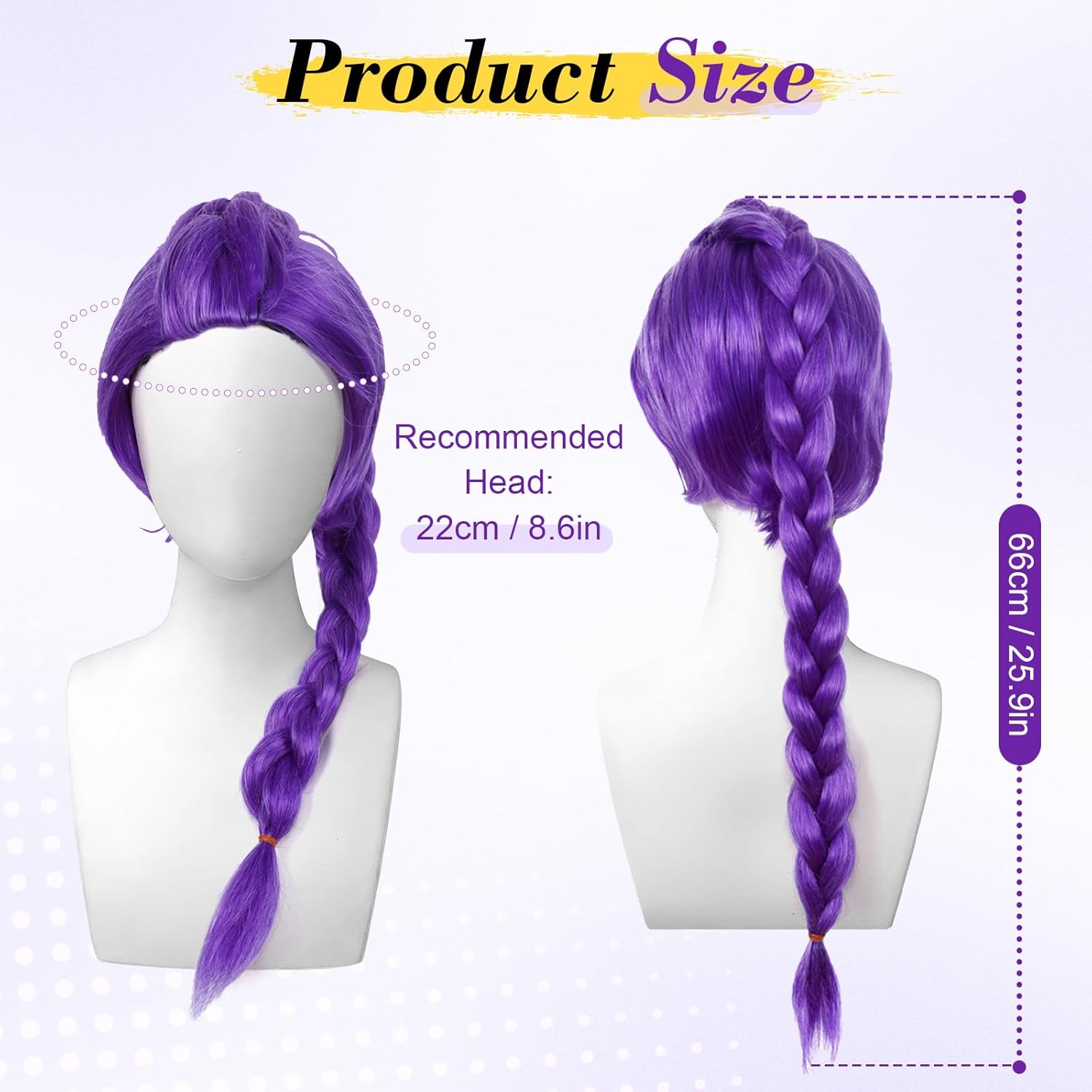 Perruque cosplay enfant tressée violette longue, réaliste, Halloween