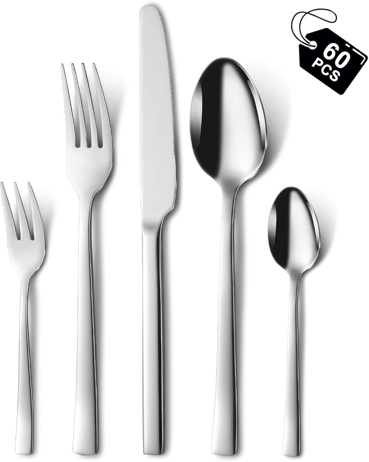 Hunnycook - couverts inox 60 pièces - pour 12 personnes, lavable