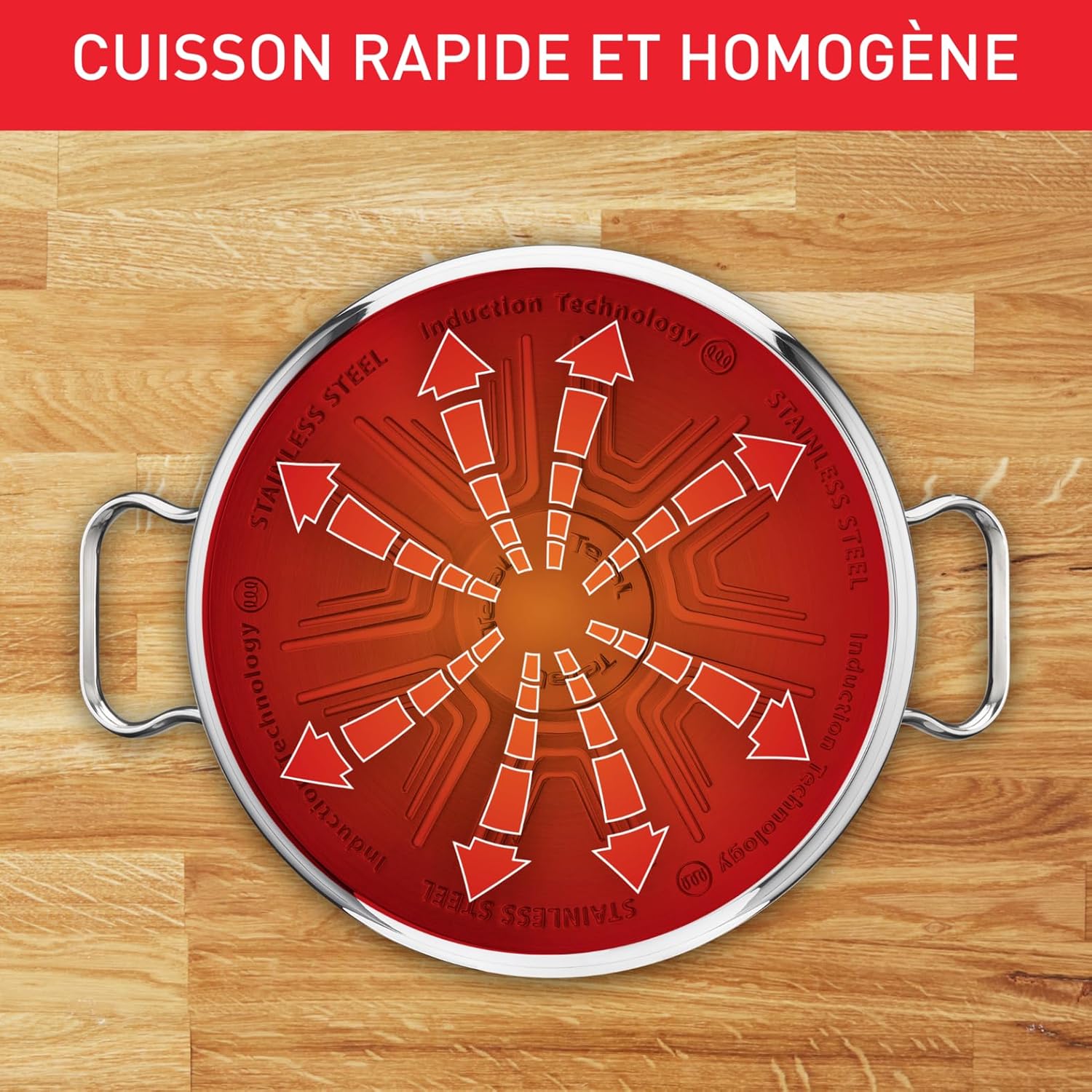 Tefal - Duetto - batterie cuisine 7 pièces inox induction - A705A835