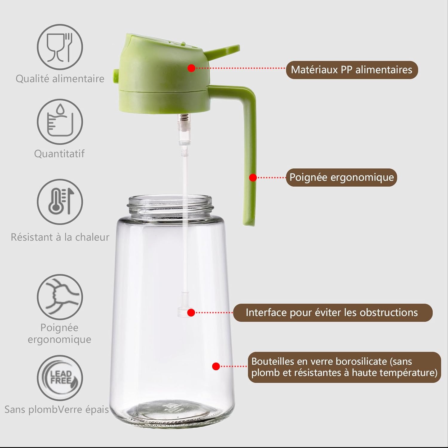 Spray Huile - Distributeur 470ml - double couleur - utilisation cuisine