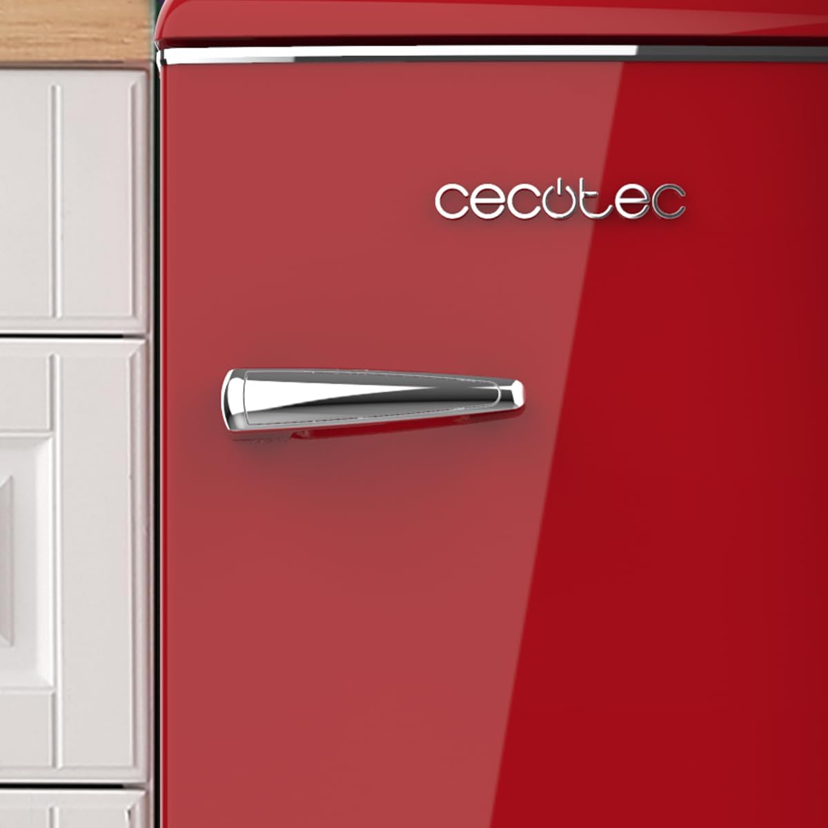 Cecotec - Bolero CoolMarket TT Origin 90 - 90L - Mini frigo rétro avec ICEBOX, LED, poignée chromée, ouvre-bouteilles